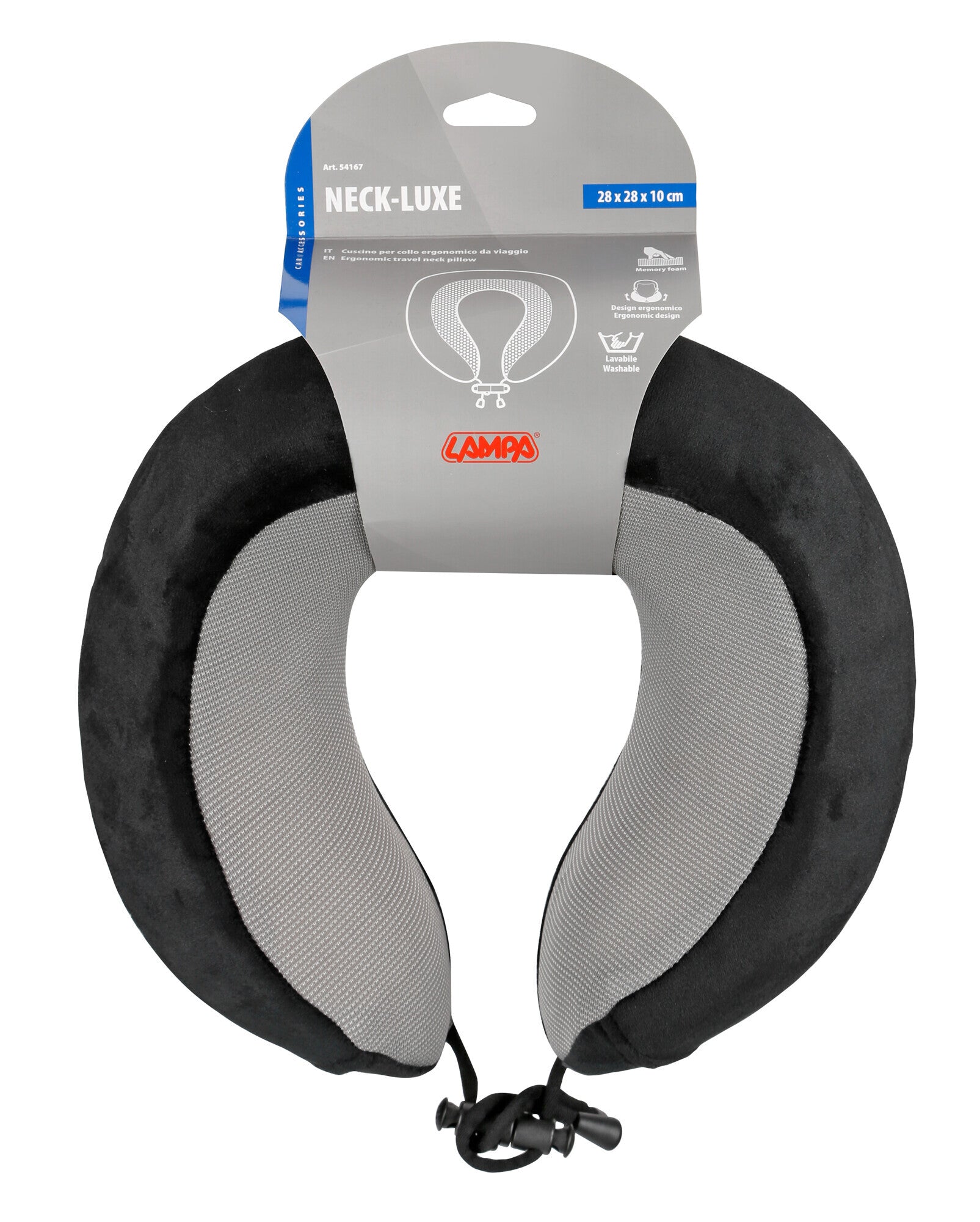 Neck-Luxe, cuscino per collo ergonomico da viaggio - Nero