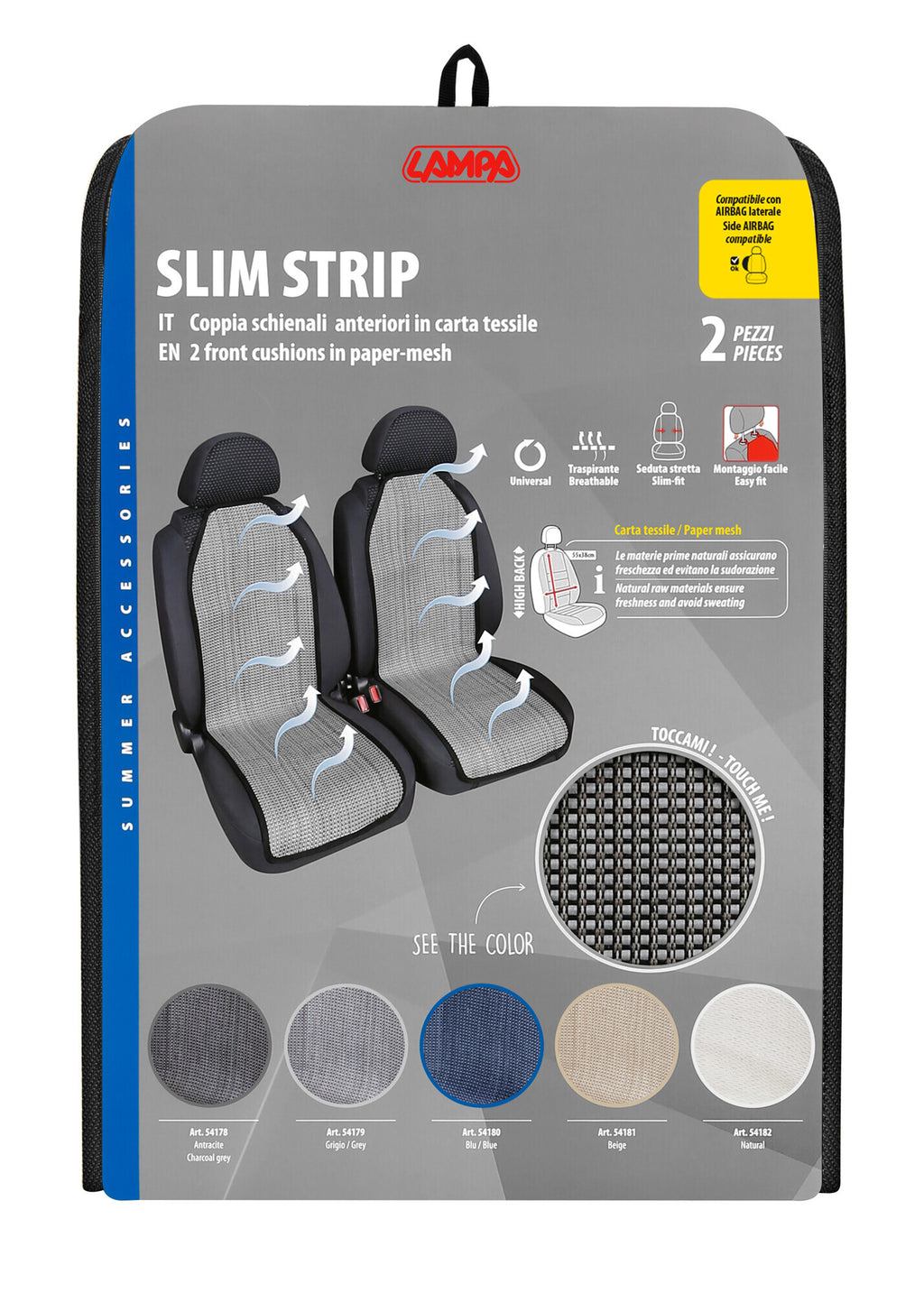 Slim Strip, coppia schienali anteriori - Grigio