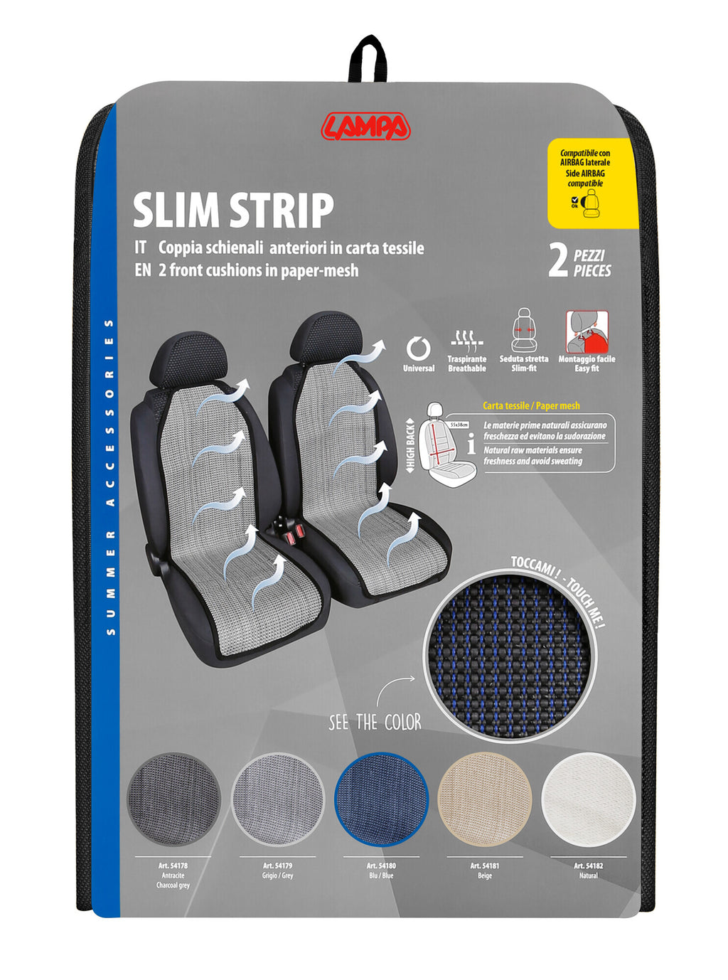 Slim Strip, coppia schienali anteriori - Blu