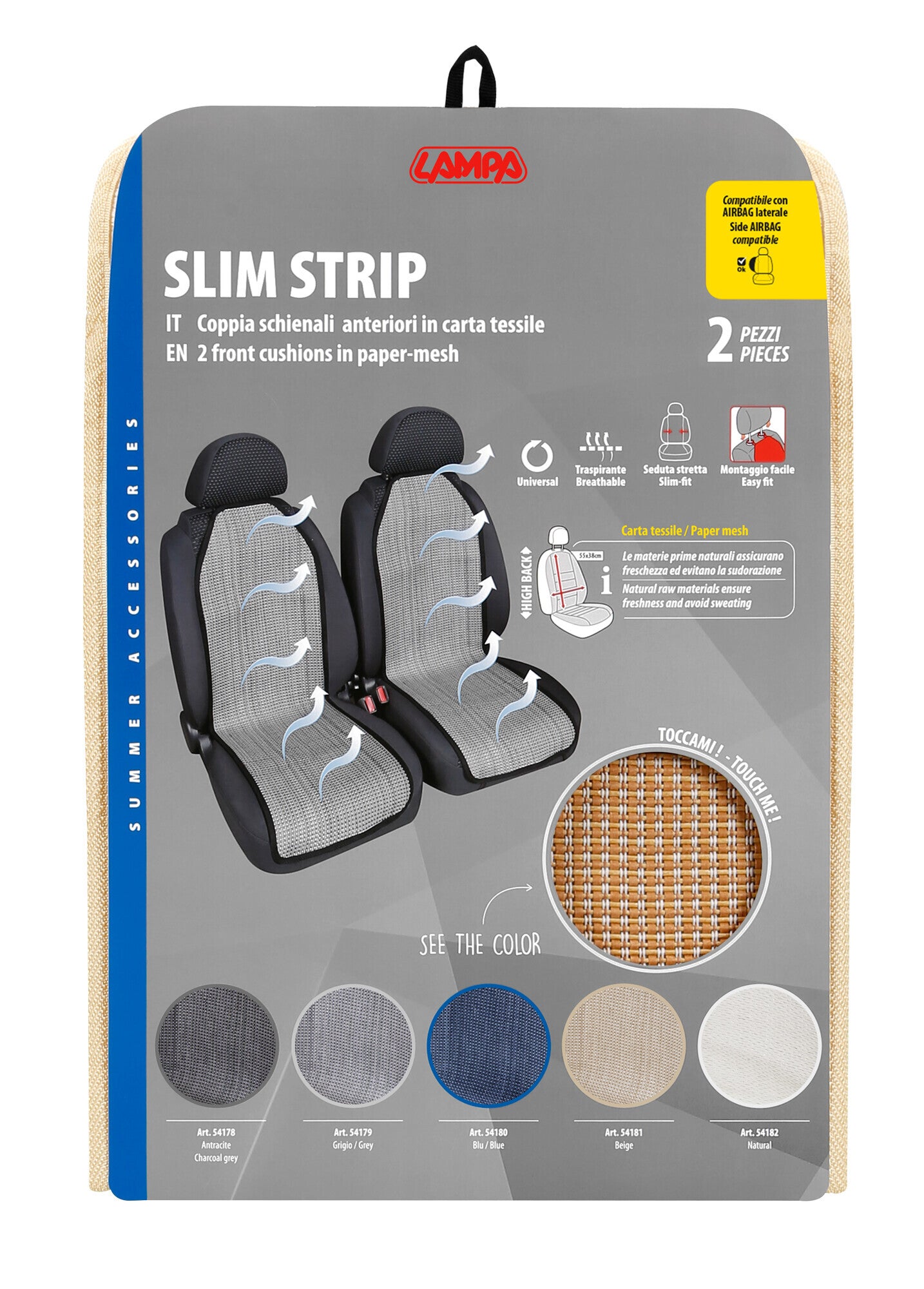 Slim Strip, coppia schienali anteriori - Beige