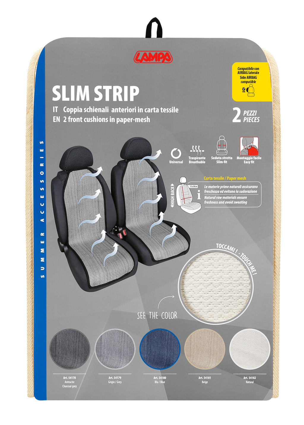 Slim Strip, coppia schienali anteriori - Naturale
