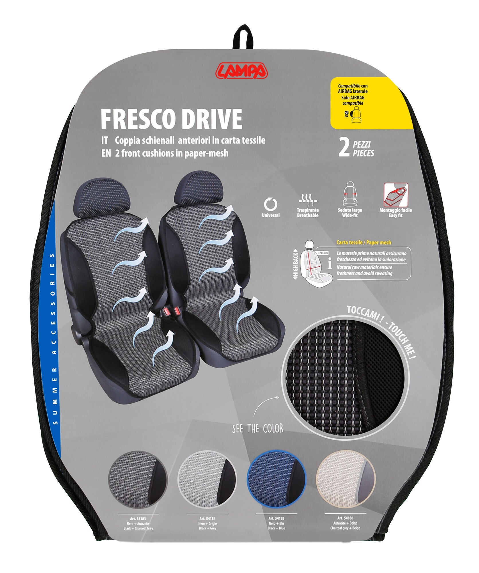 Fresco Drive, coppia schienali anteriori - Nero/Antracite