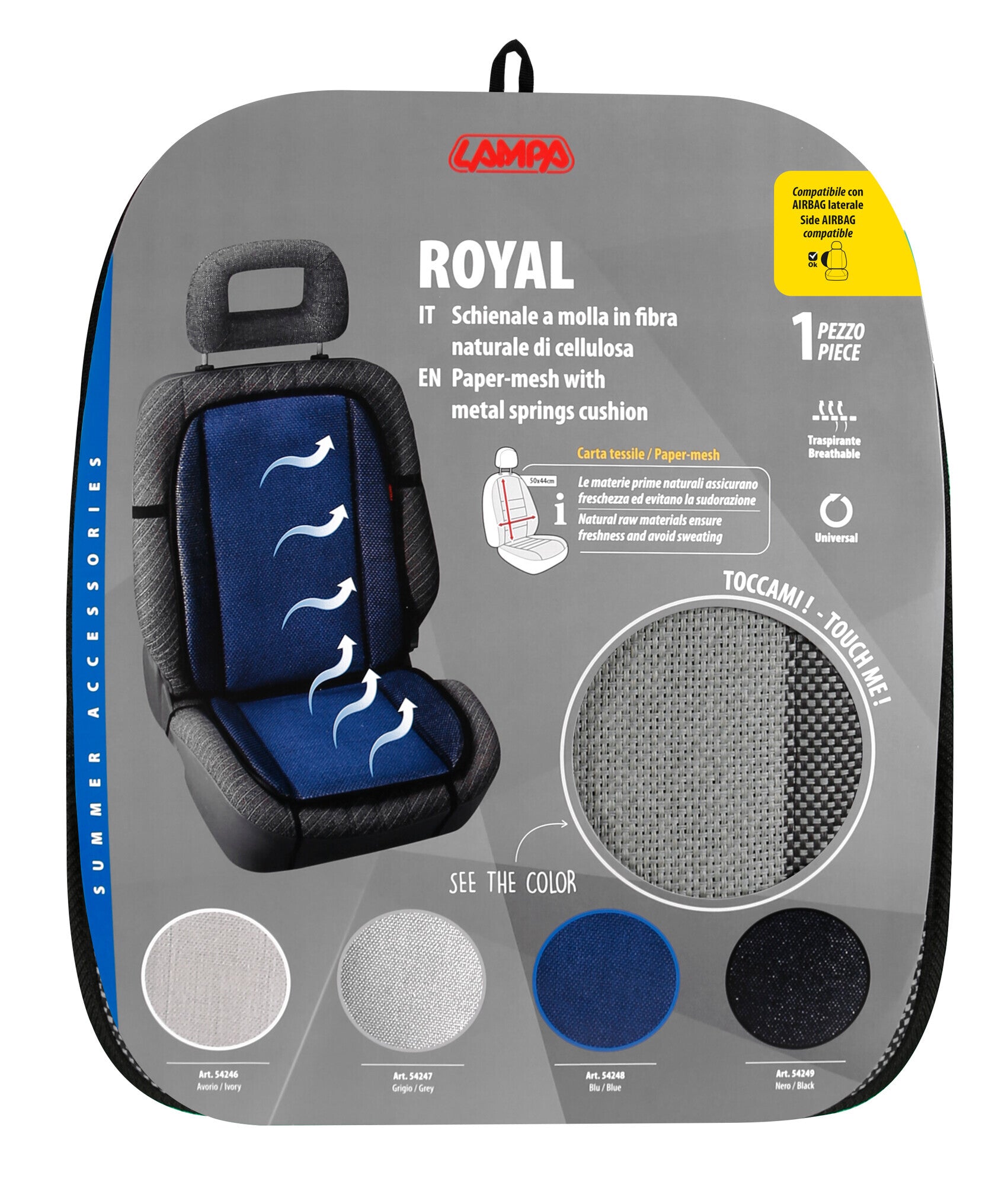 Royal, schienale a molle in fibra naturale di cellulosa - Grigio