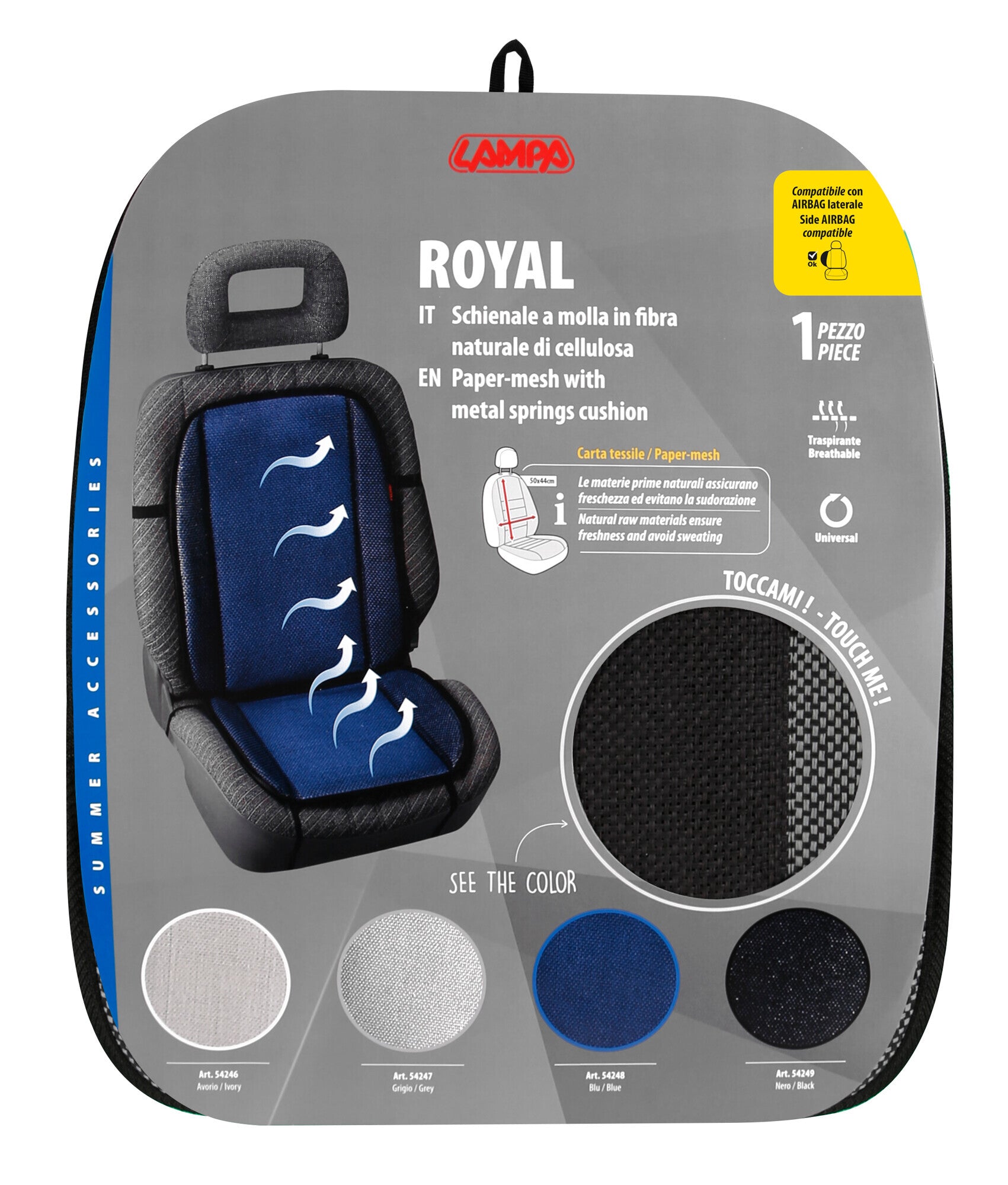 Royal, schienale a molle in fibra naturale di cellulosa - Nero