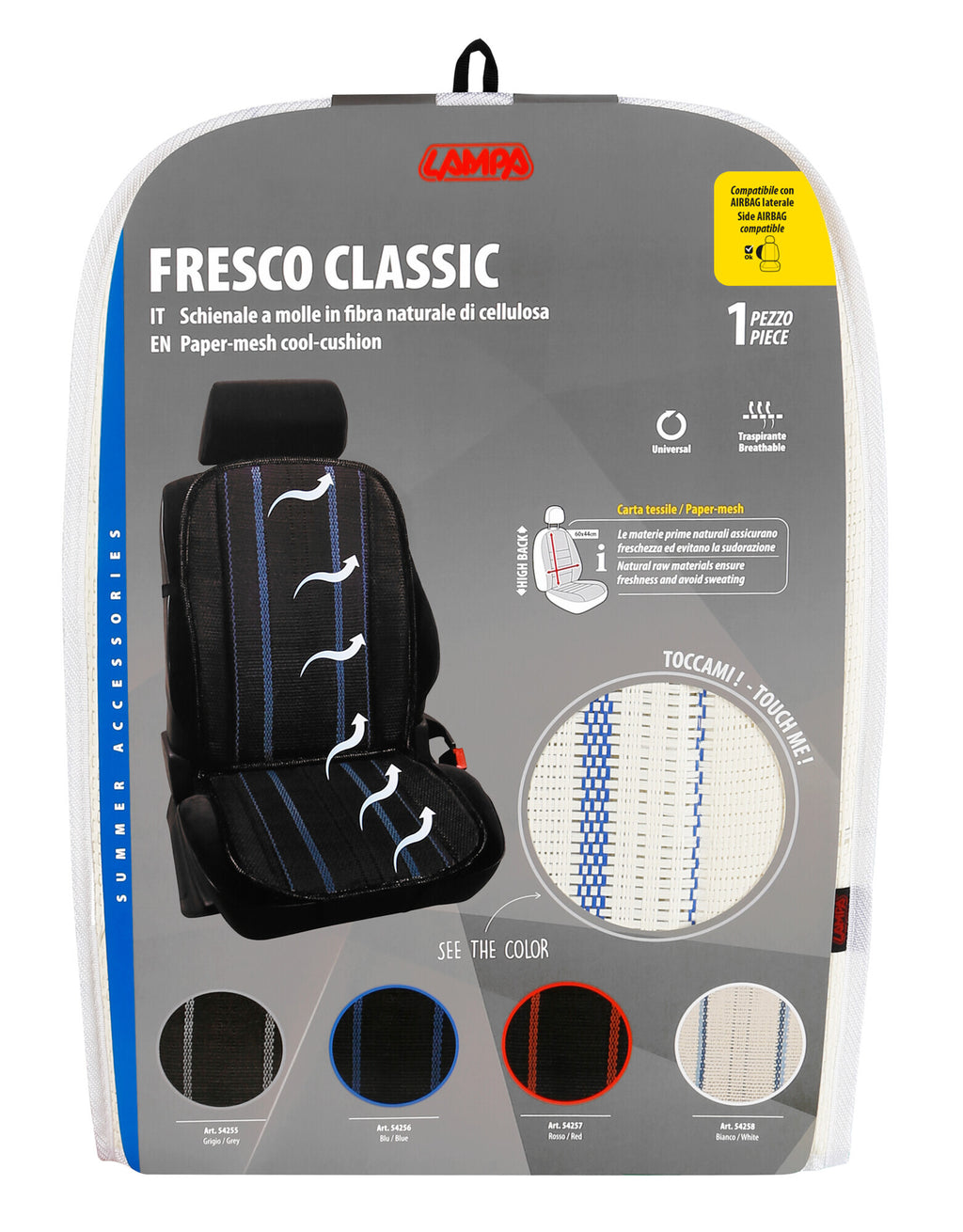 Fresco-Classic, schienale a molle in fibra naturale di cellulosa - Bianco