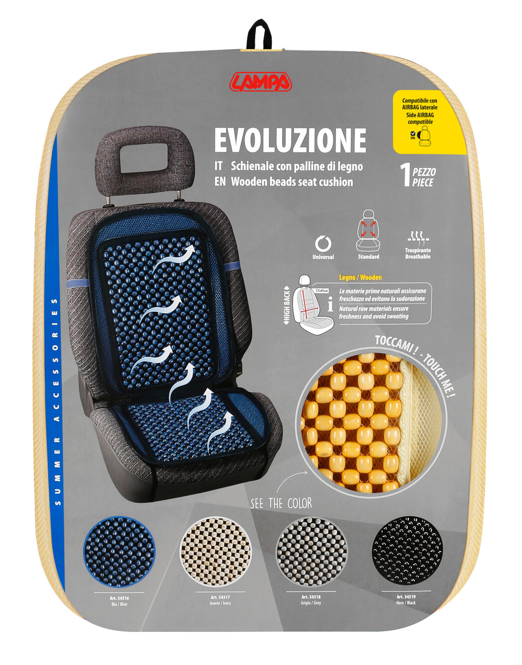 Evoluzione, schienale in palline di legno - Avorio