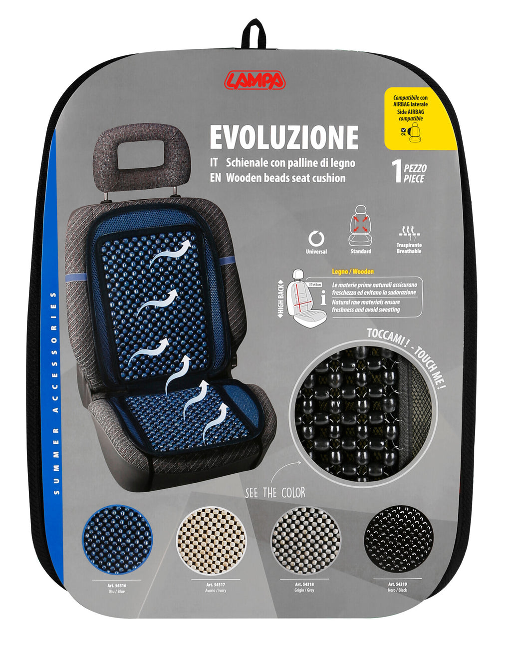 Evoluzione, schienale in palline di legno - Nero