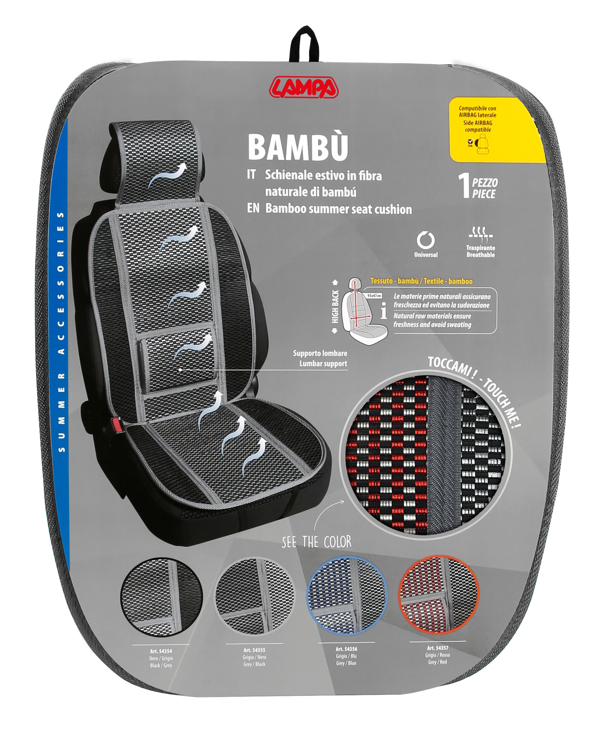 Bambù, schienale estivo in fibra naturale di bambù - Rosso