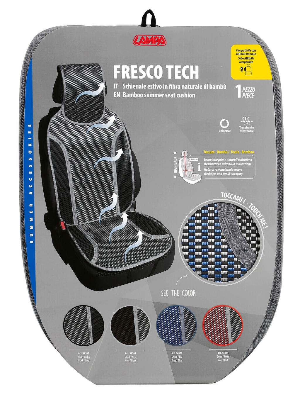 Fresco-Tech, schienale estivo in fibra naturale di bambù - Blu