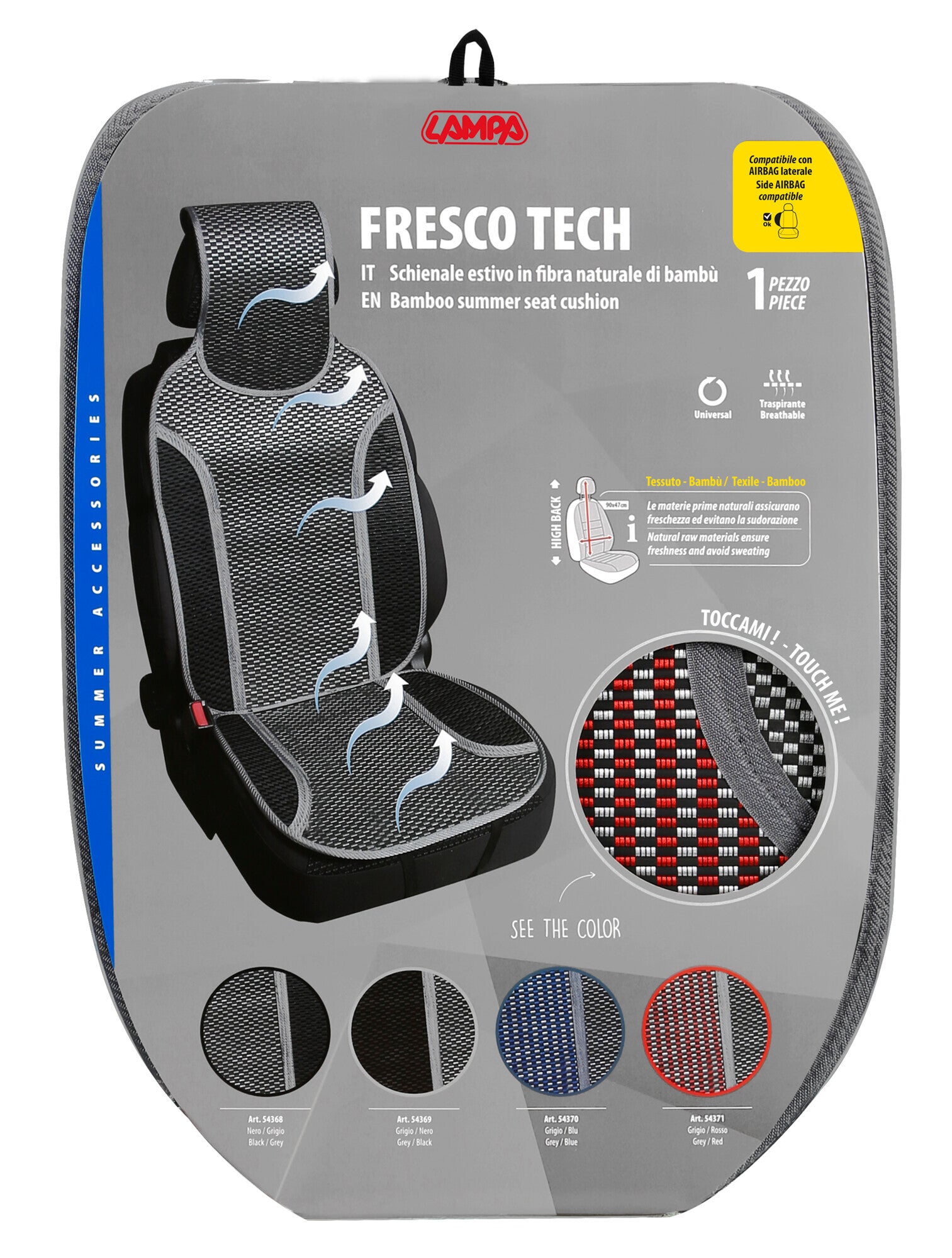 Fresco-Tech, schienale estivo in fibra naturale di bambù - Rosso