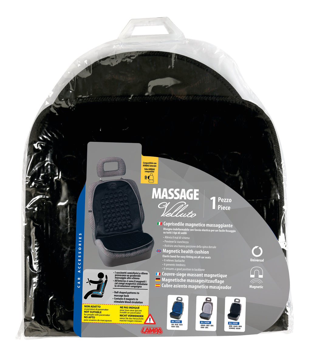 Massage-Velluto, schienale magnetico massaggiante in velluto - Nero