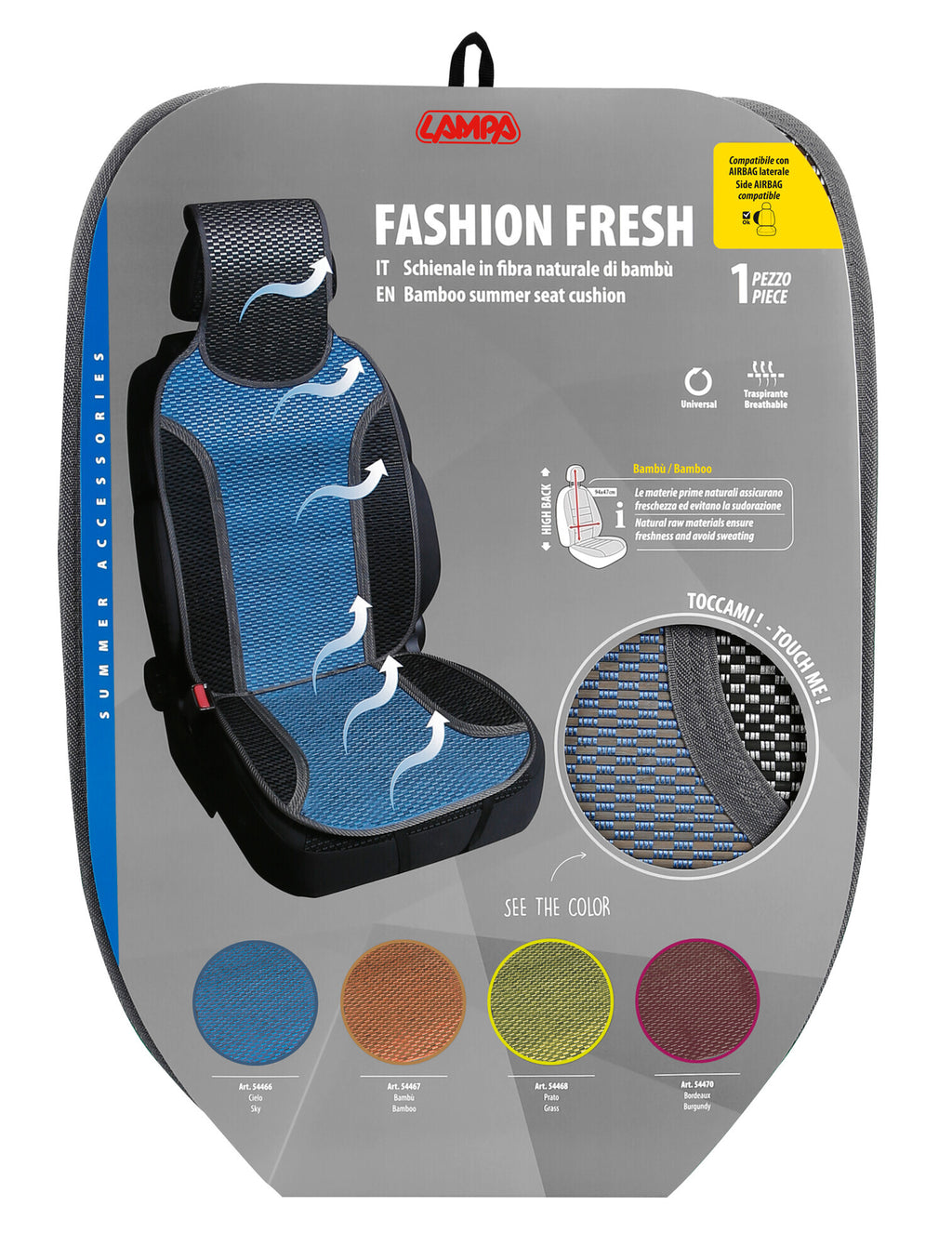 Fashion-Fresh, schienale estivo in fibra naturale di bambù - Cielo