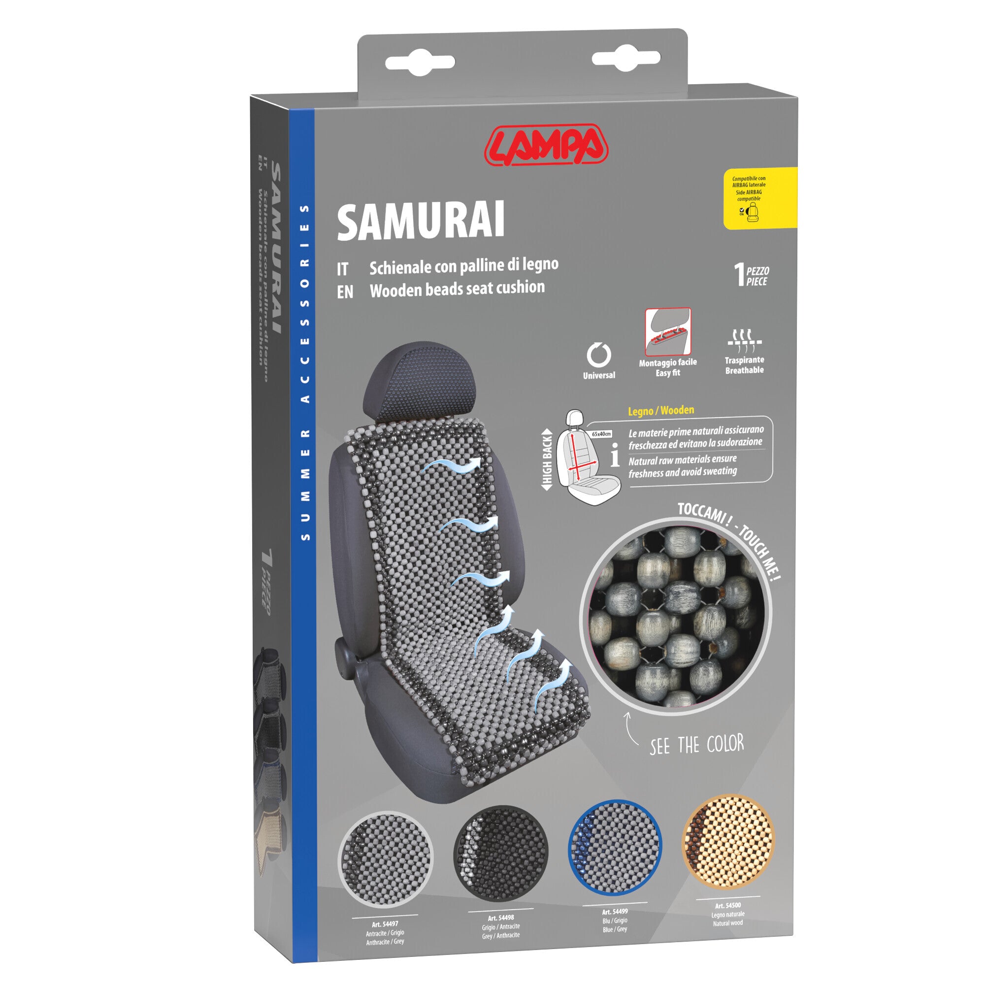 Samurai, schienale in palline di legno - Antracite/Grigio