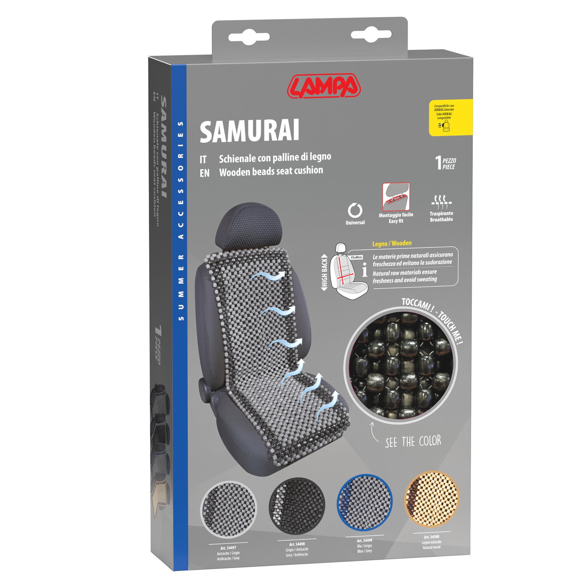 Samurai, schienale in palline di legno - Grigio/Antracite