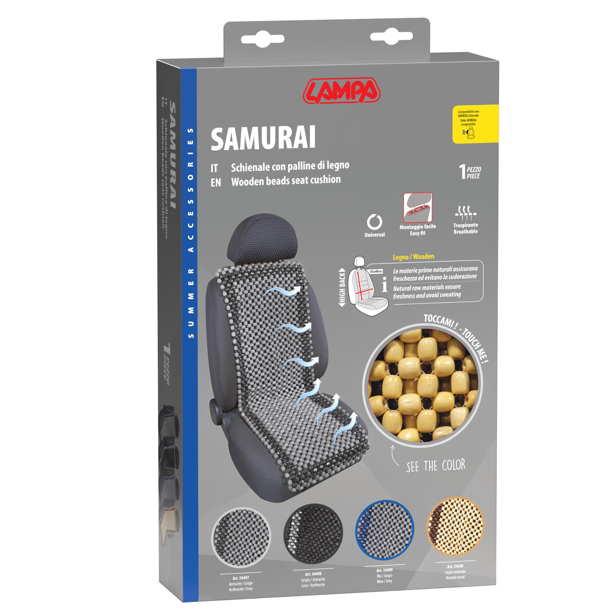Samurai, schienale in palline di legno - Legno naturale