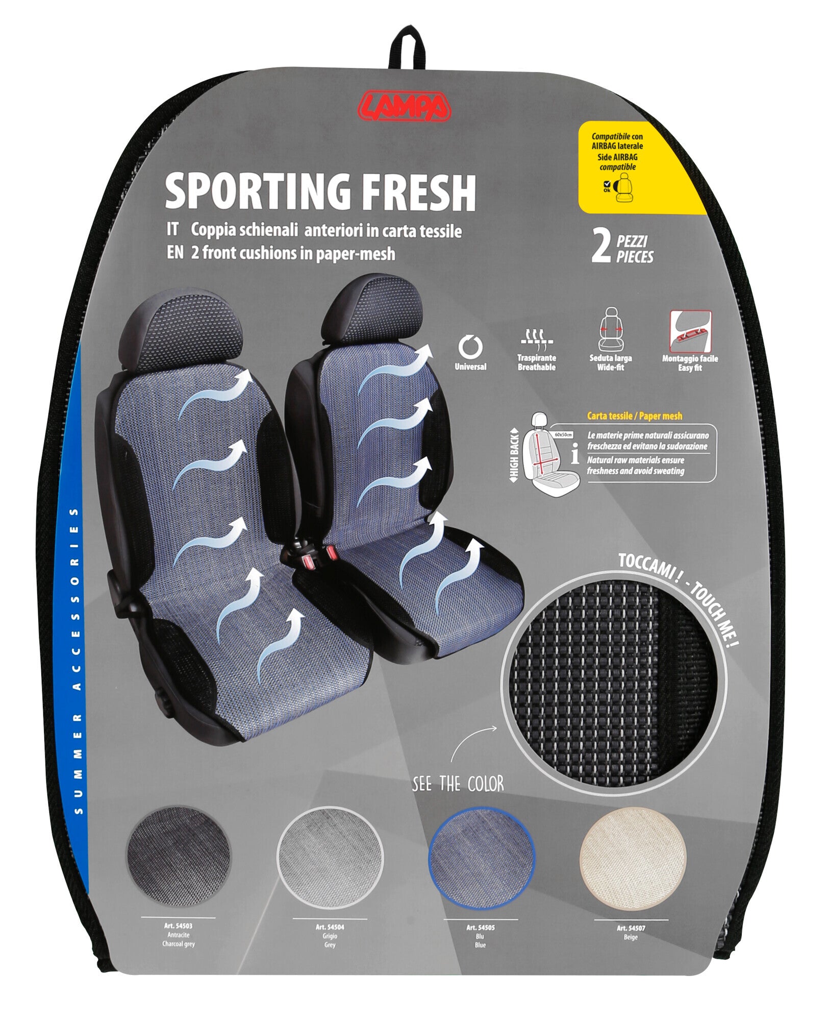 Sporting Fresh, coppia schienali in fibra naturale - Antracite