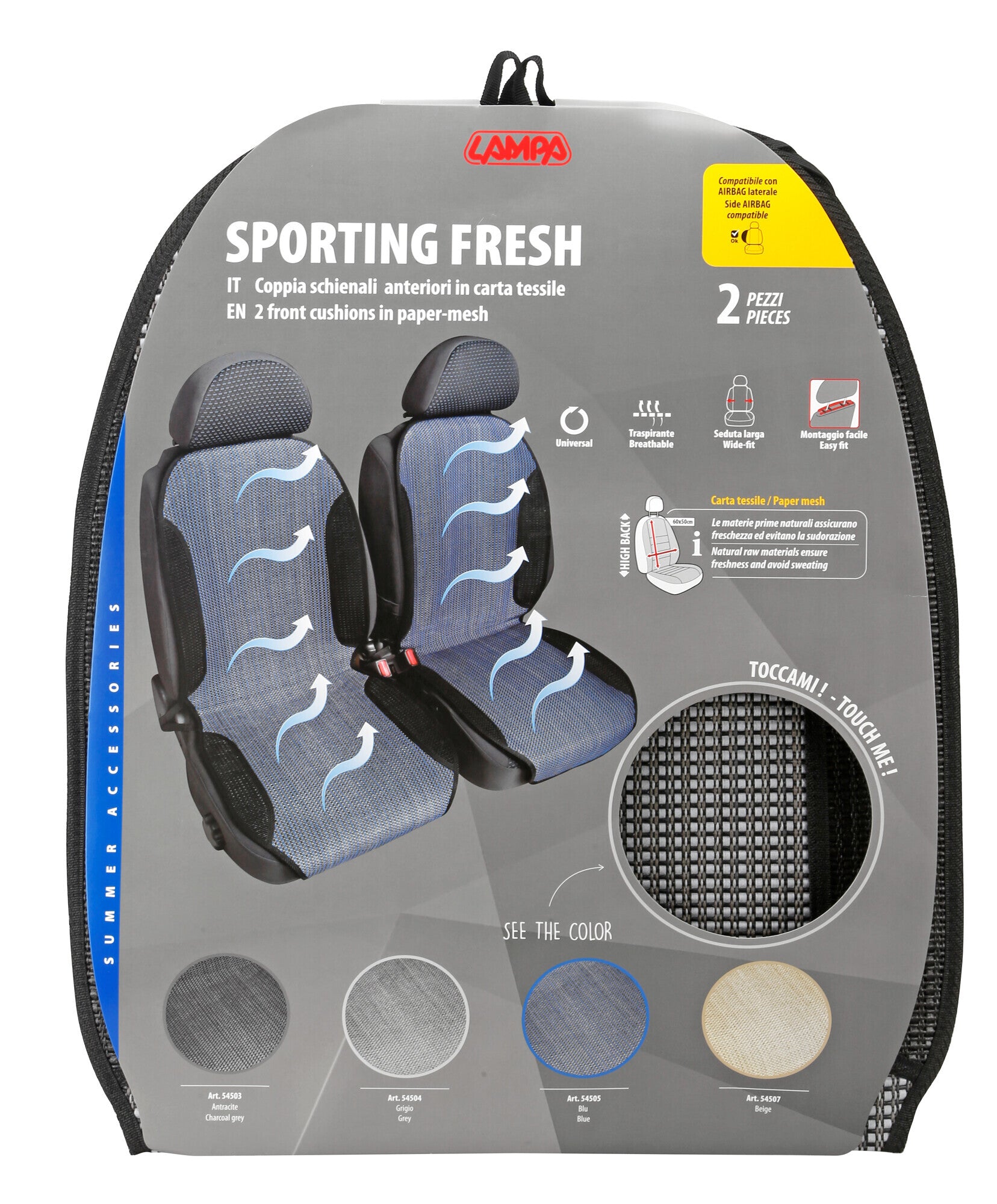 Sporting Fresh, coppia schienali in fibra naturale - Grigio