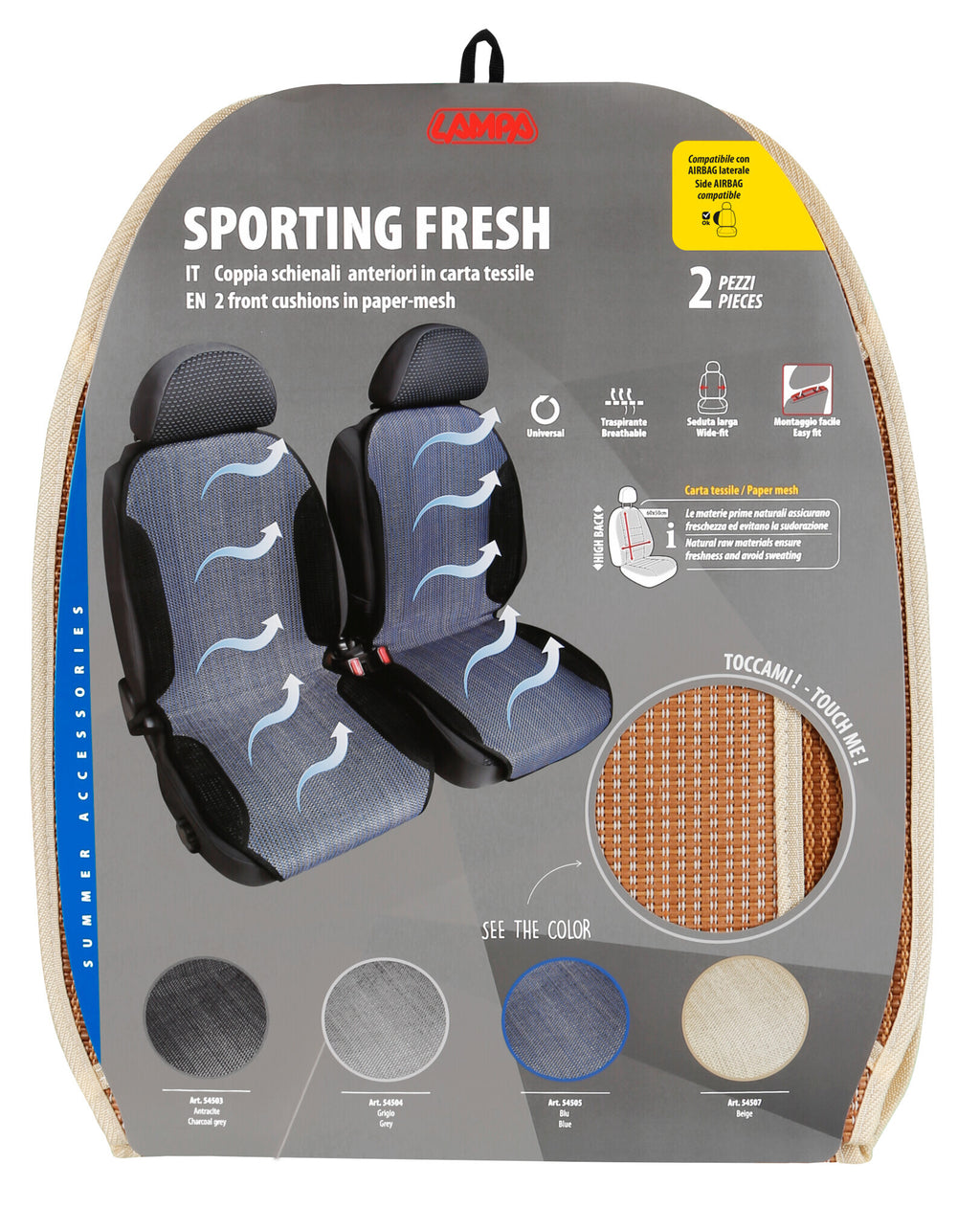 Sporting Fresh, coppia schienali in fibra naturale - Beige