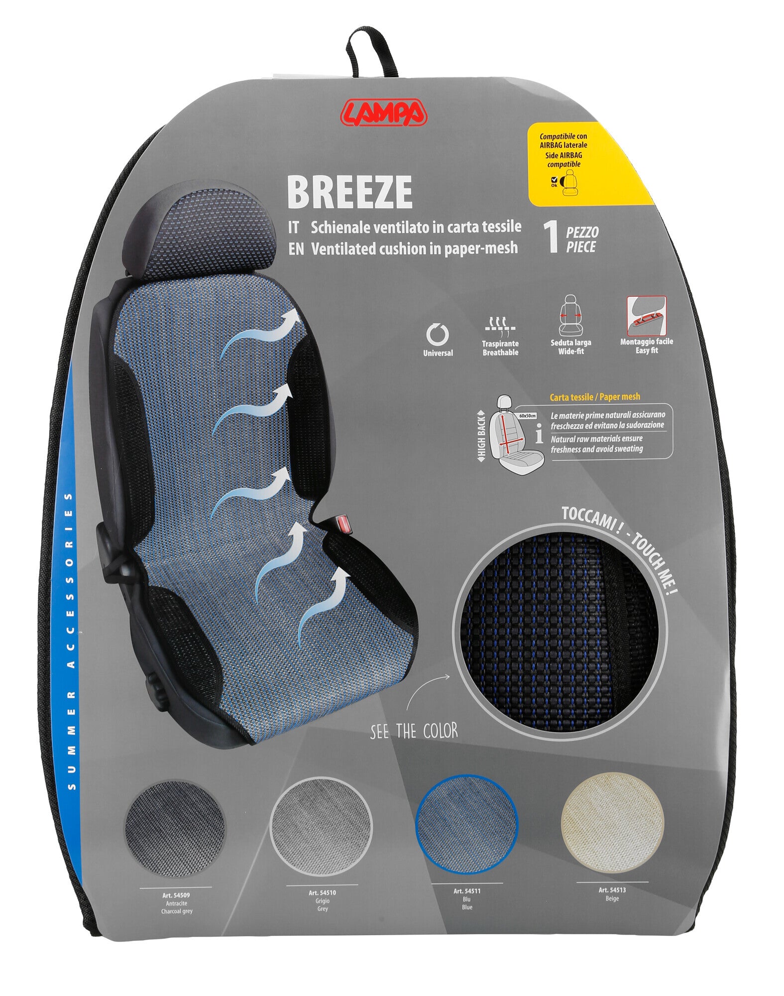 Breeze, schienale ventilato in carta tessile - Blu