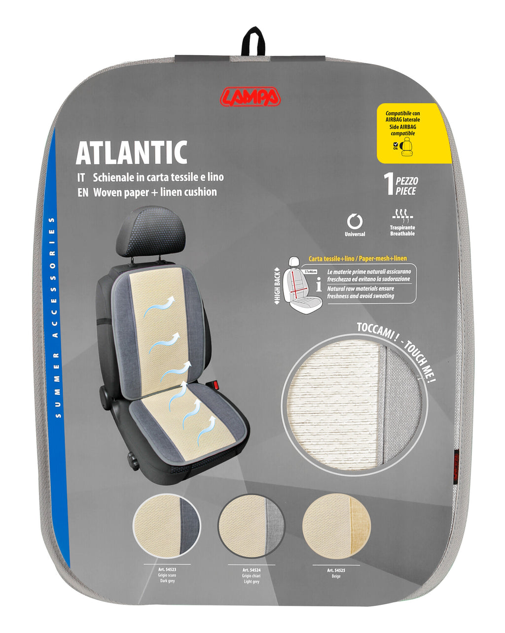 Atlantic, schienale in carta tessile e lino - Grigio chiaro