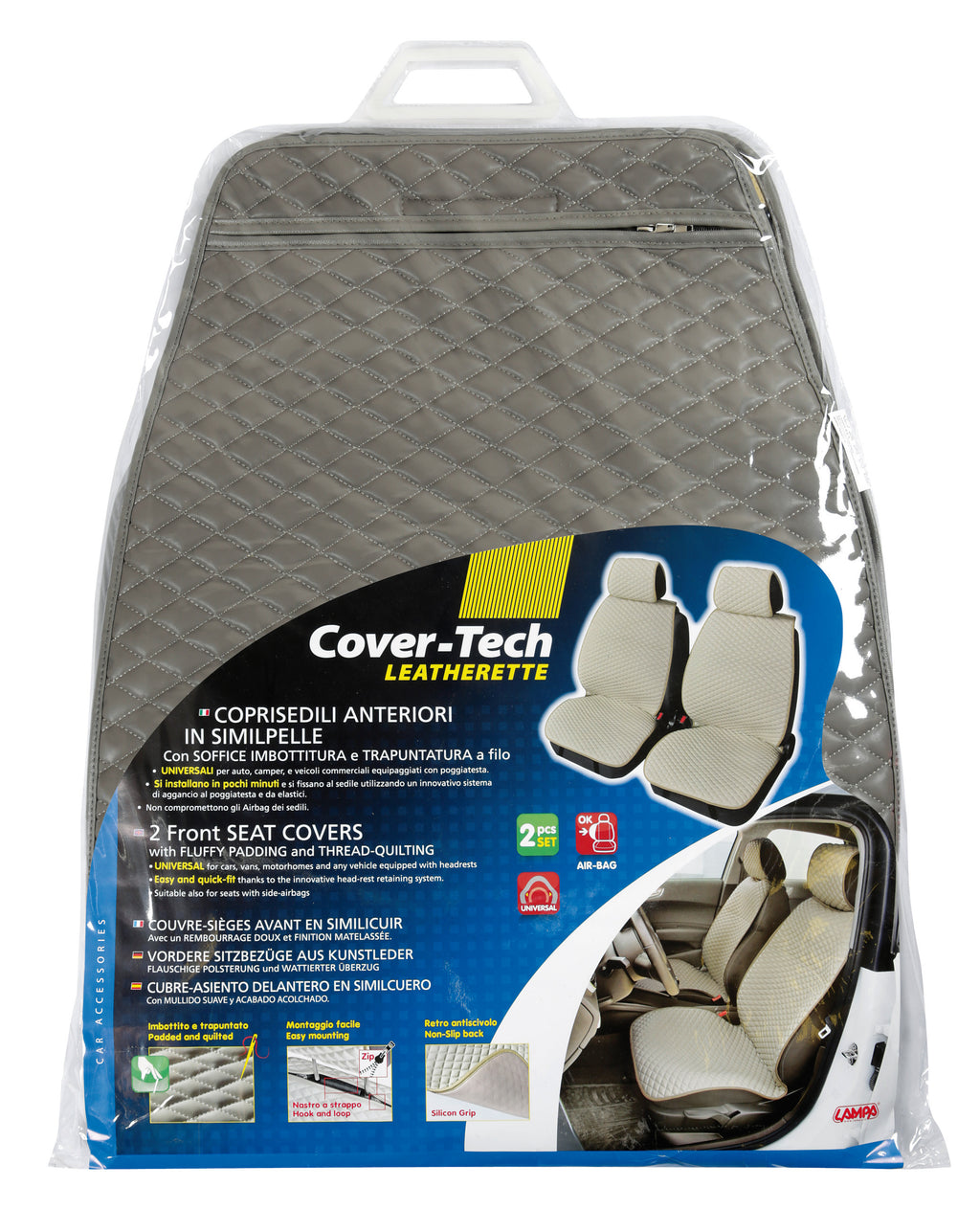 Cover-Tech, coppia coprisedili anteriori in Skeentex - Grigio scuro