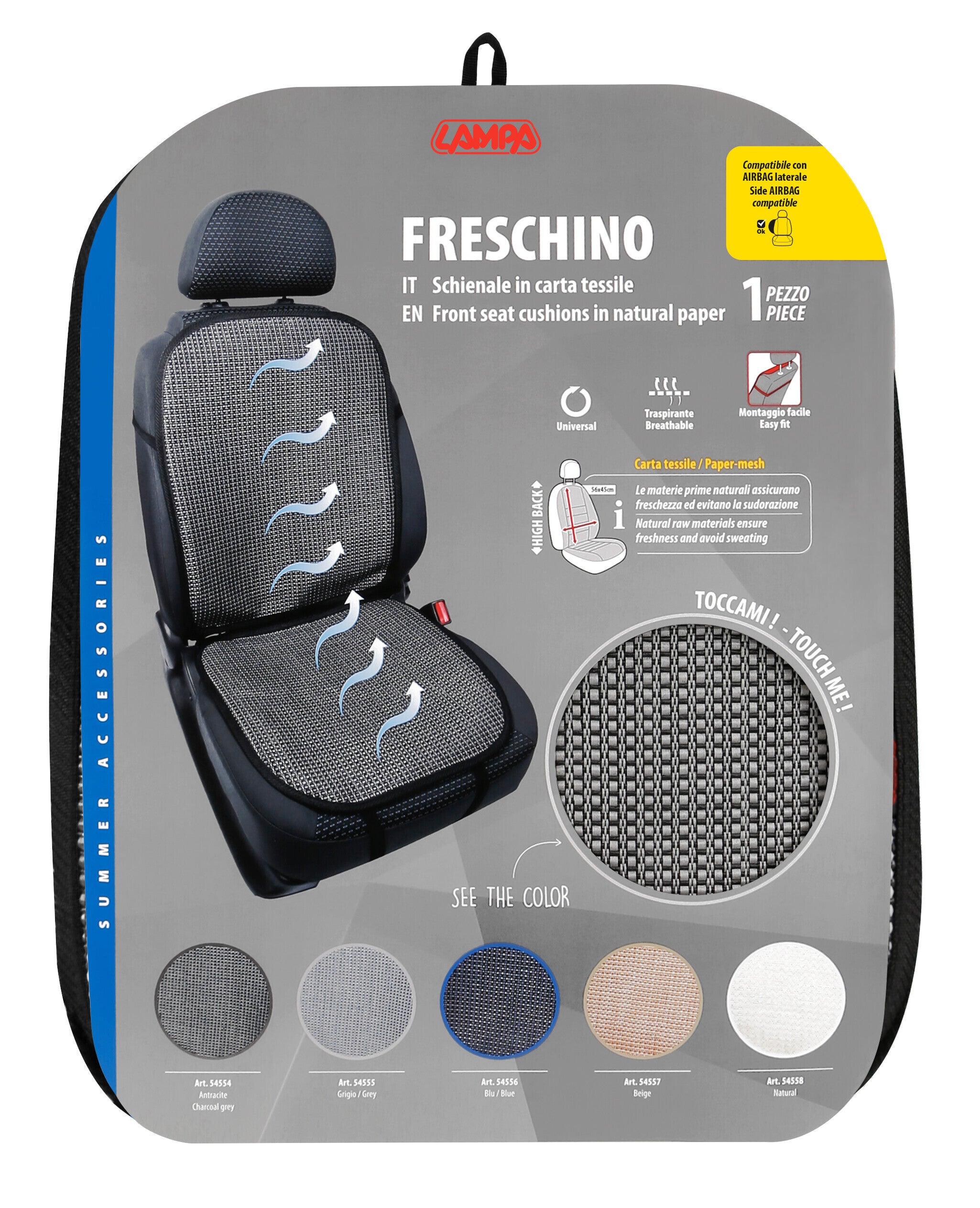 Freschino, schienale in carta tessile - Grigio