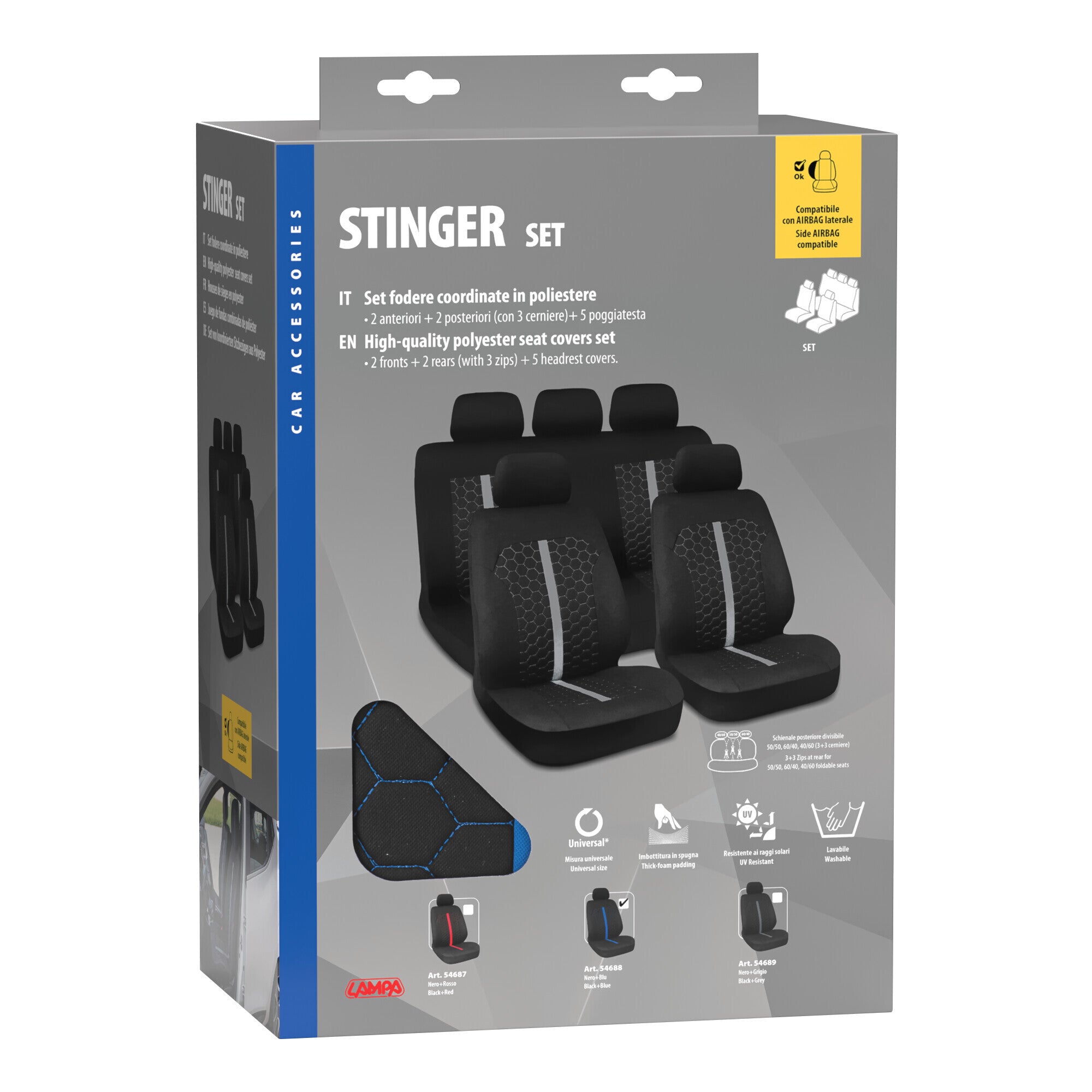 Stinger, set fodere coordinate - Nero/Blu