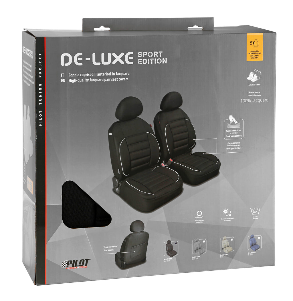 De-Luxe Sport Edition, coppia coprisedili anteriori - Nero