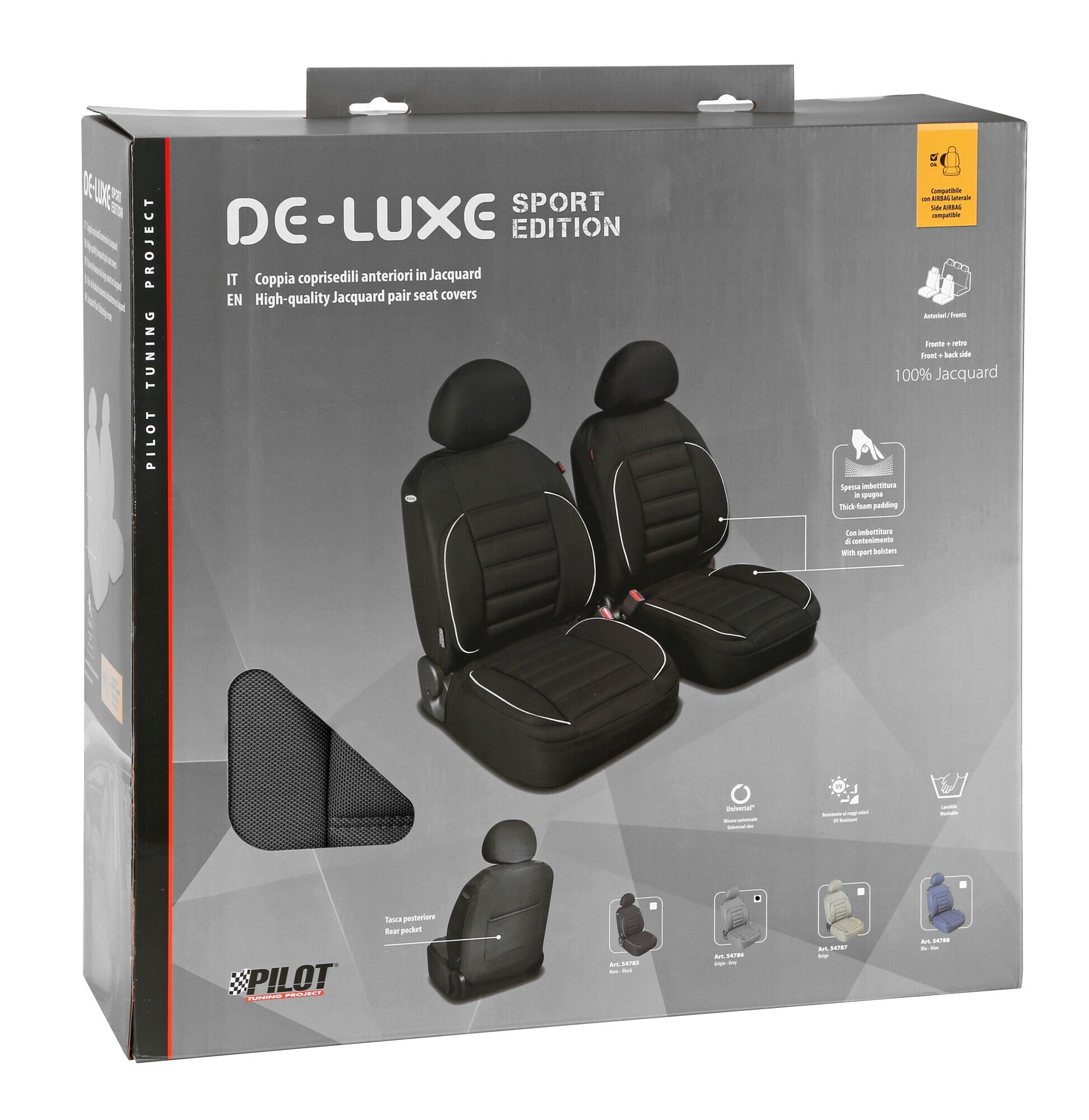 De-Luxe Sport Edition, coppia coprisedili anteriori - Grigio