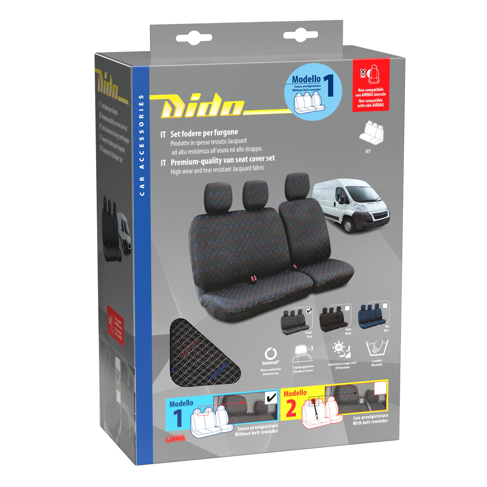 Dido-1, set fodere per furgone senza avvolgicintura - Grigio