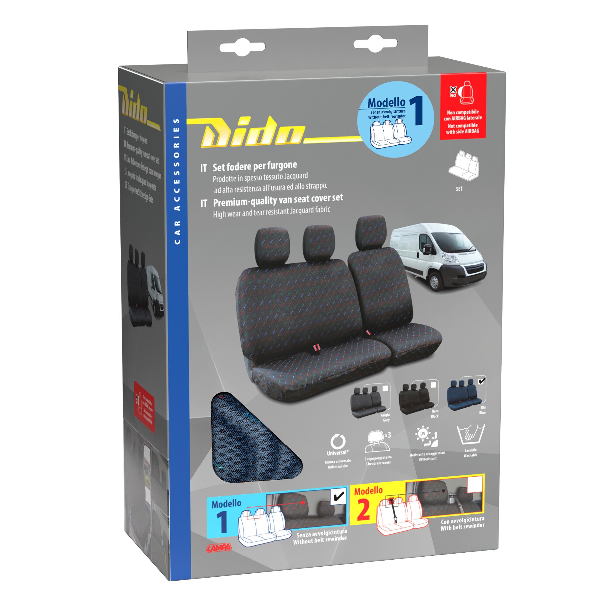 Dido-1, set fodere per furgone senza avvolgicintura - Blu