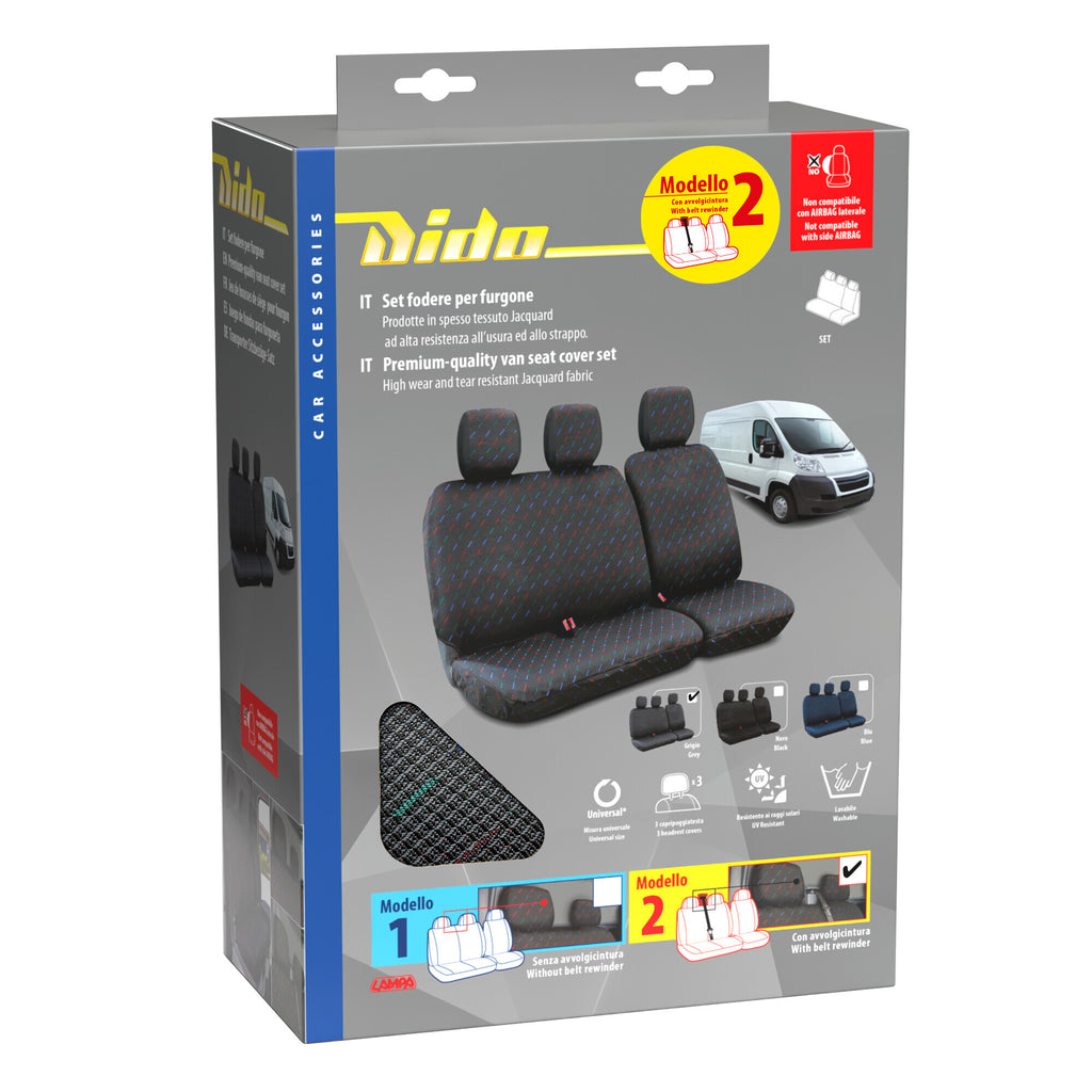 Dido-2, set fodere per furgone con avvolgicintura - Grigio