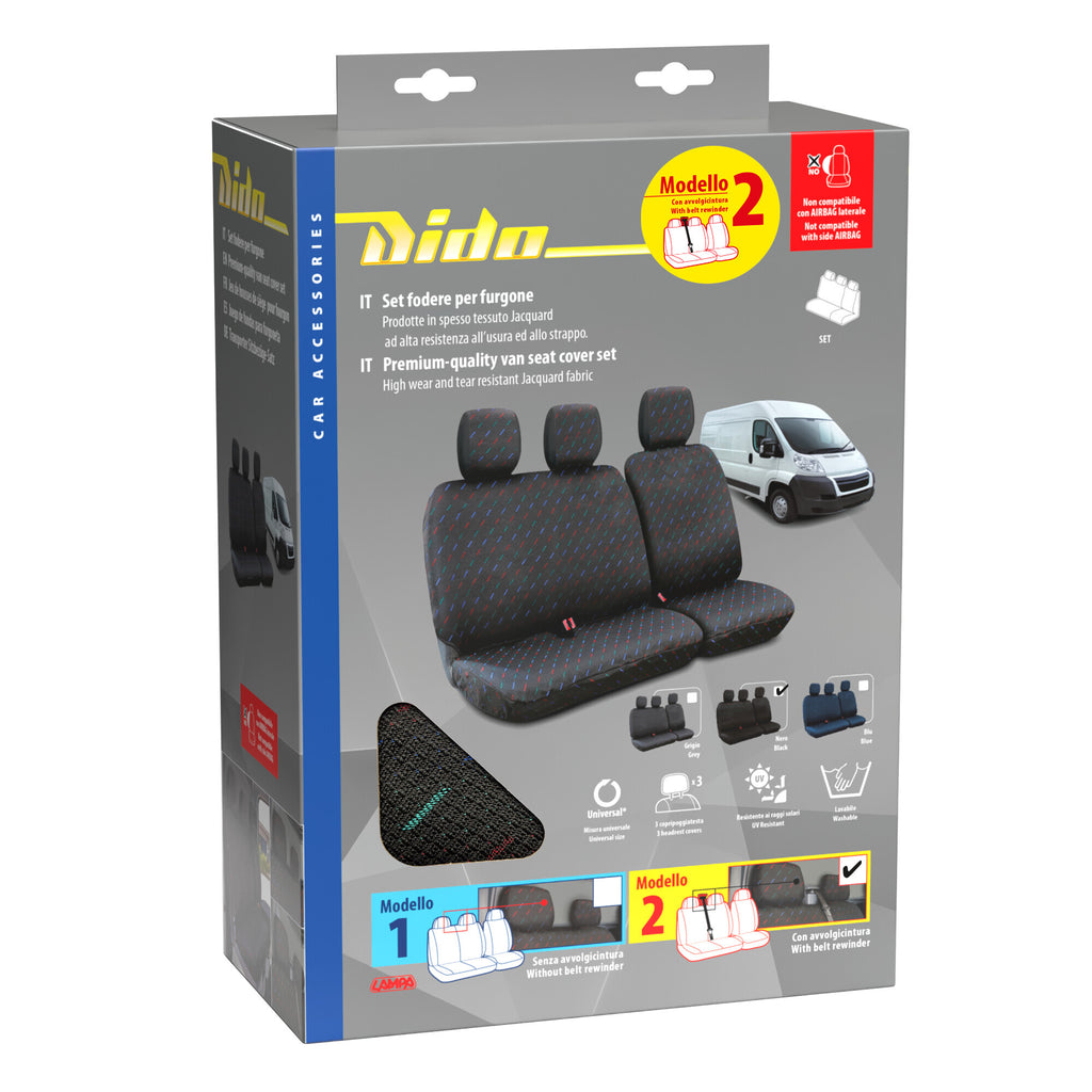 Dido-2, set fodere per furgone con avvolgicintura - Nero