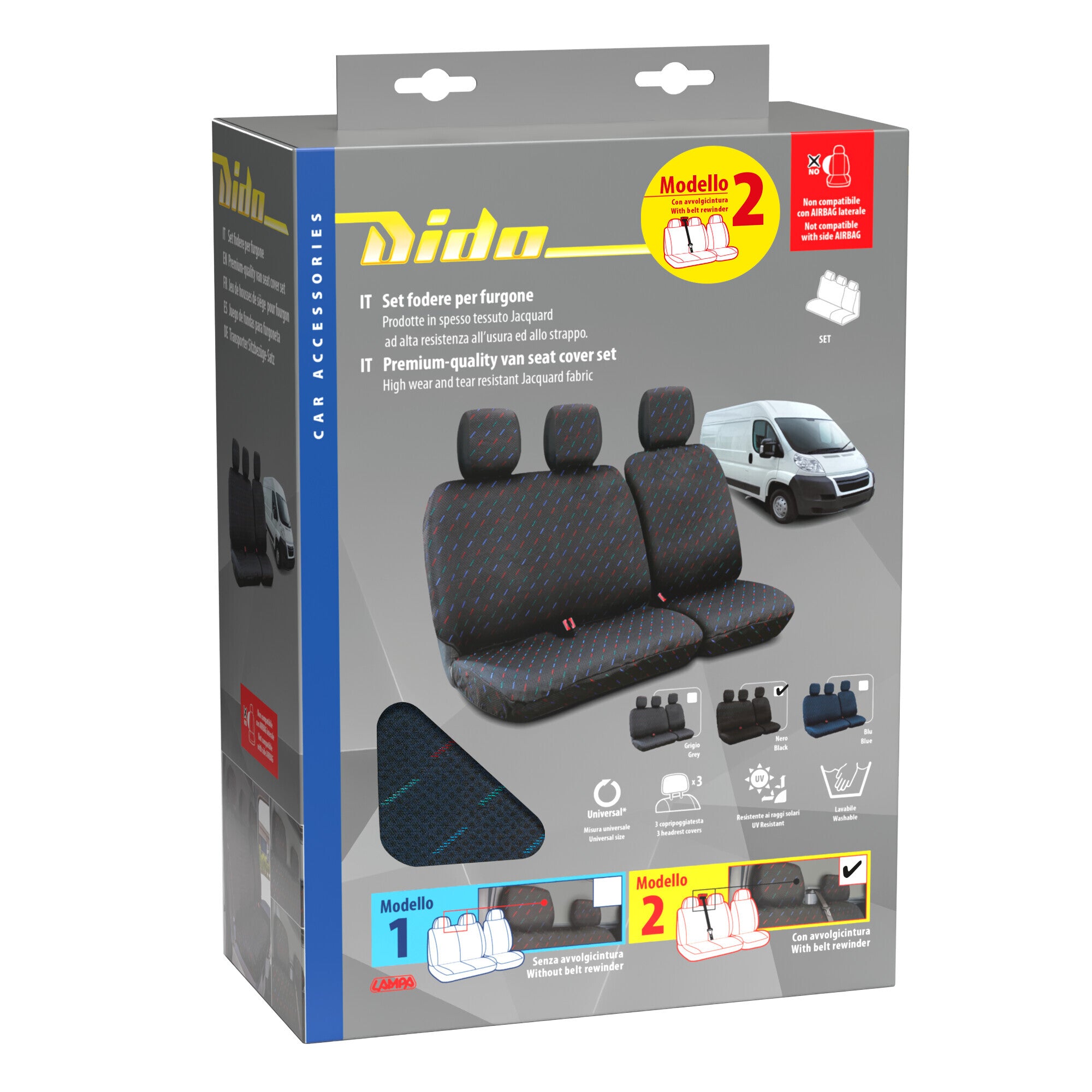 Dido-2, set fodere per furgone con avvolgicintura - Blu