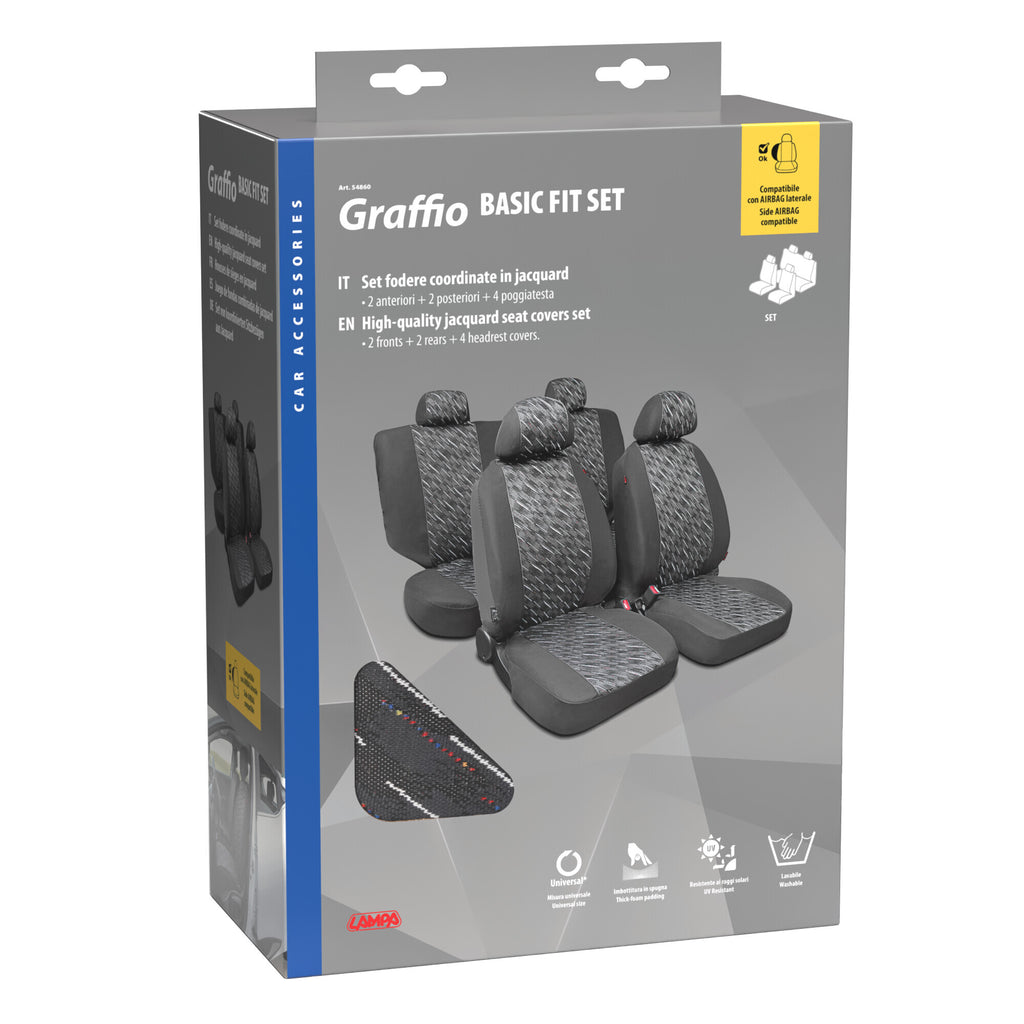 Graffio Basic-Fit, set fodere coordinate in jacquard, universali - Antracite