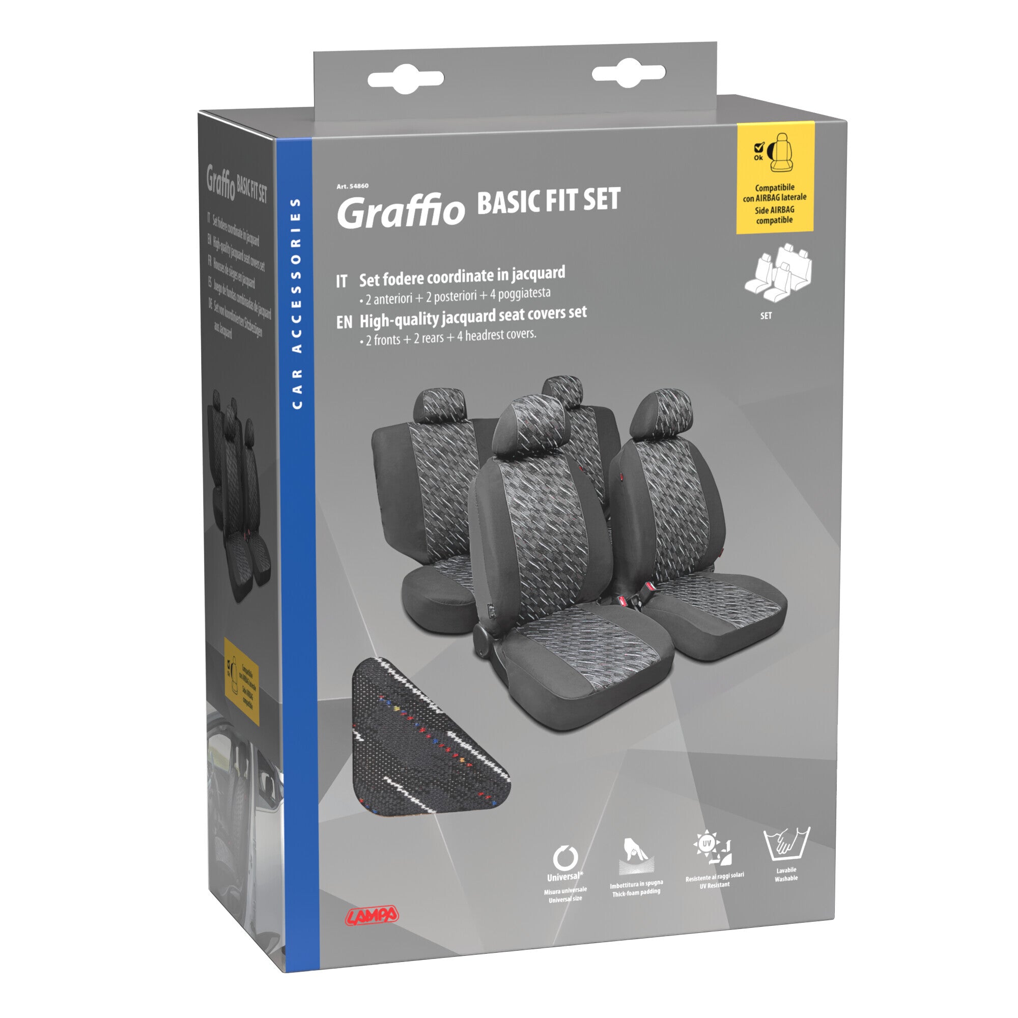 Graffio Basic-Fit, set fodere coordinate in jacquard, universali - Antracite