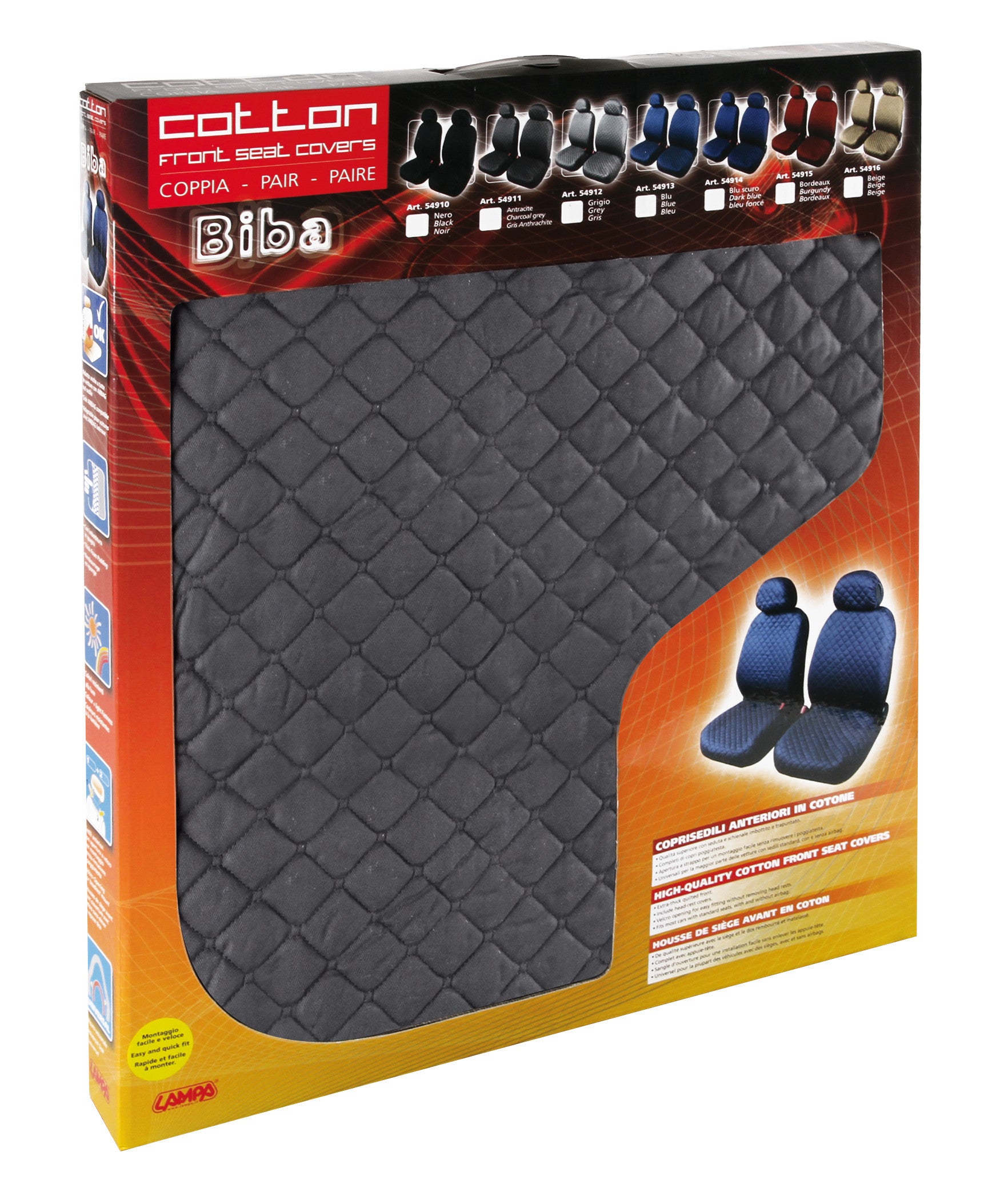 Biba, coppia coprisedili anteriori in cotone, universali - Grigio