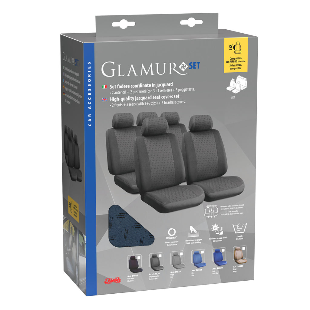 Glamur, set fodere coordinate in jacquard - Avio