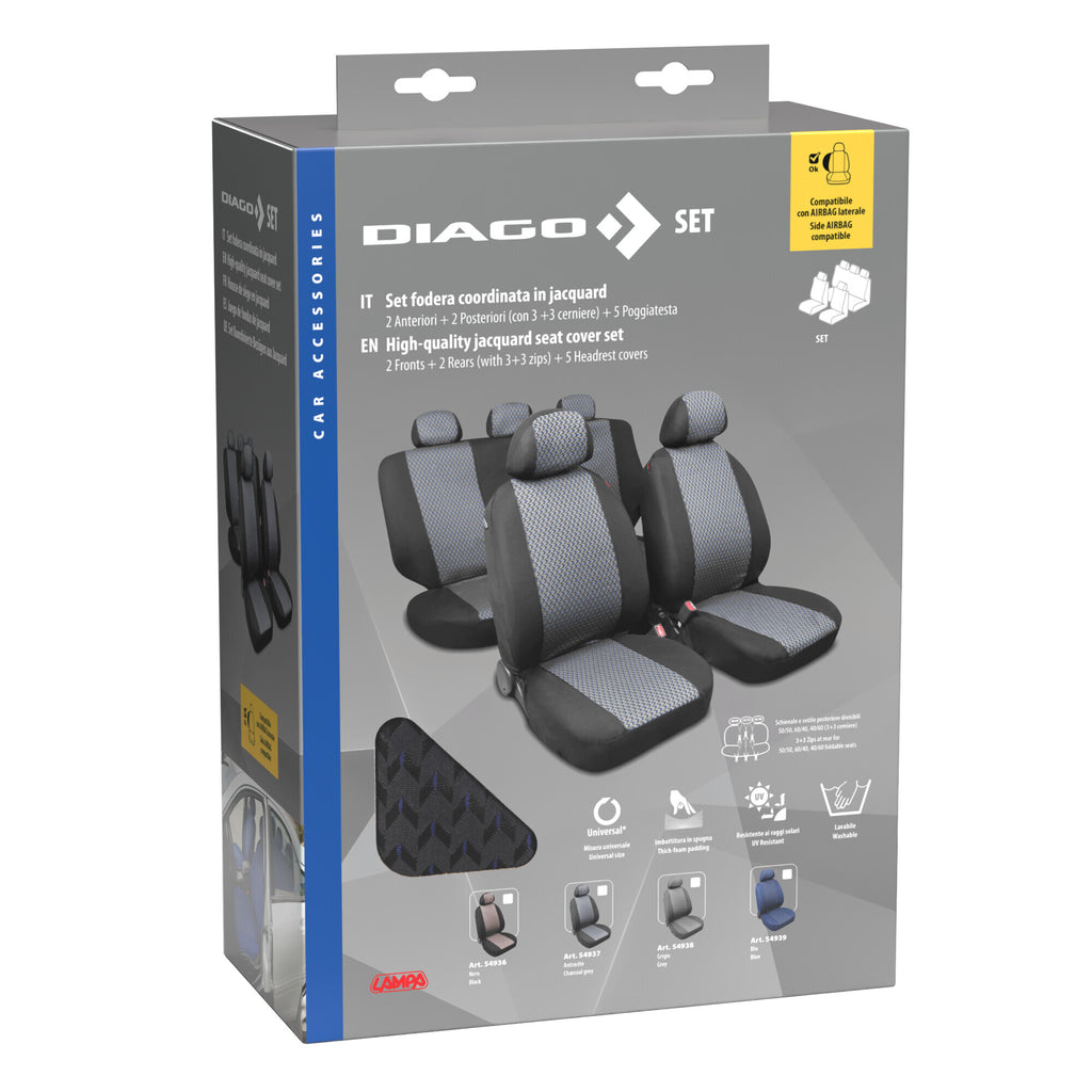 Diago, set fodere coordinate in jacquard - Antracite