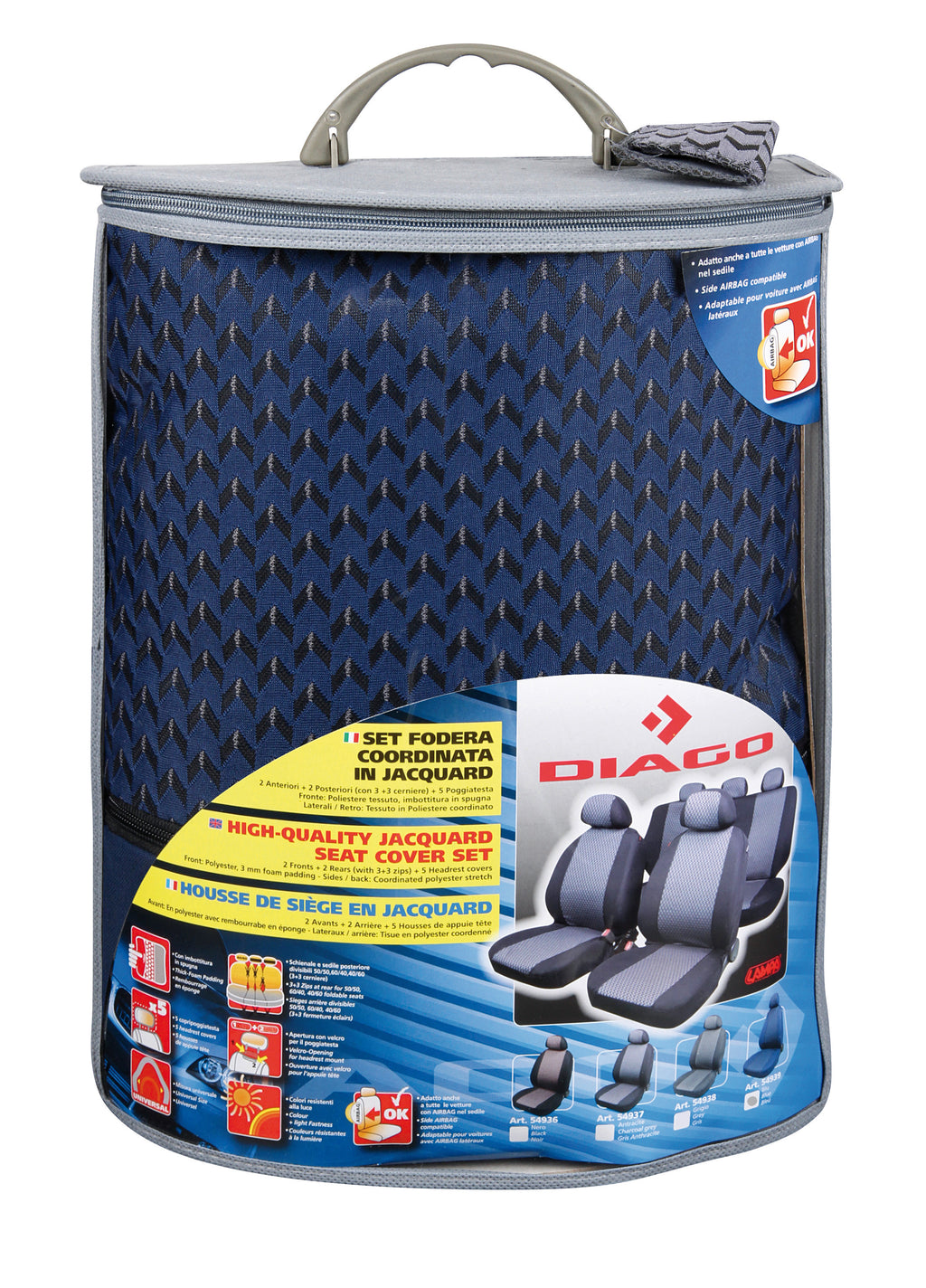 Diago, set fodere coordinate in jacquard - Blu