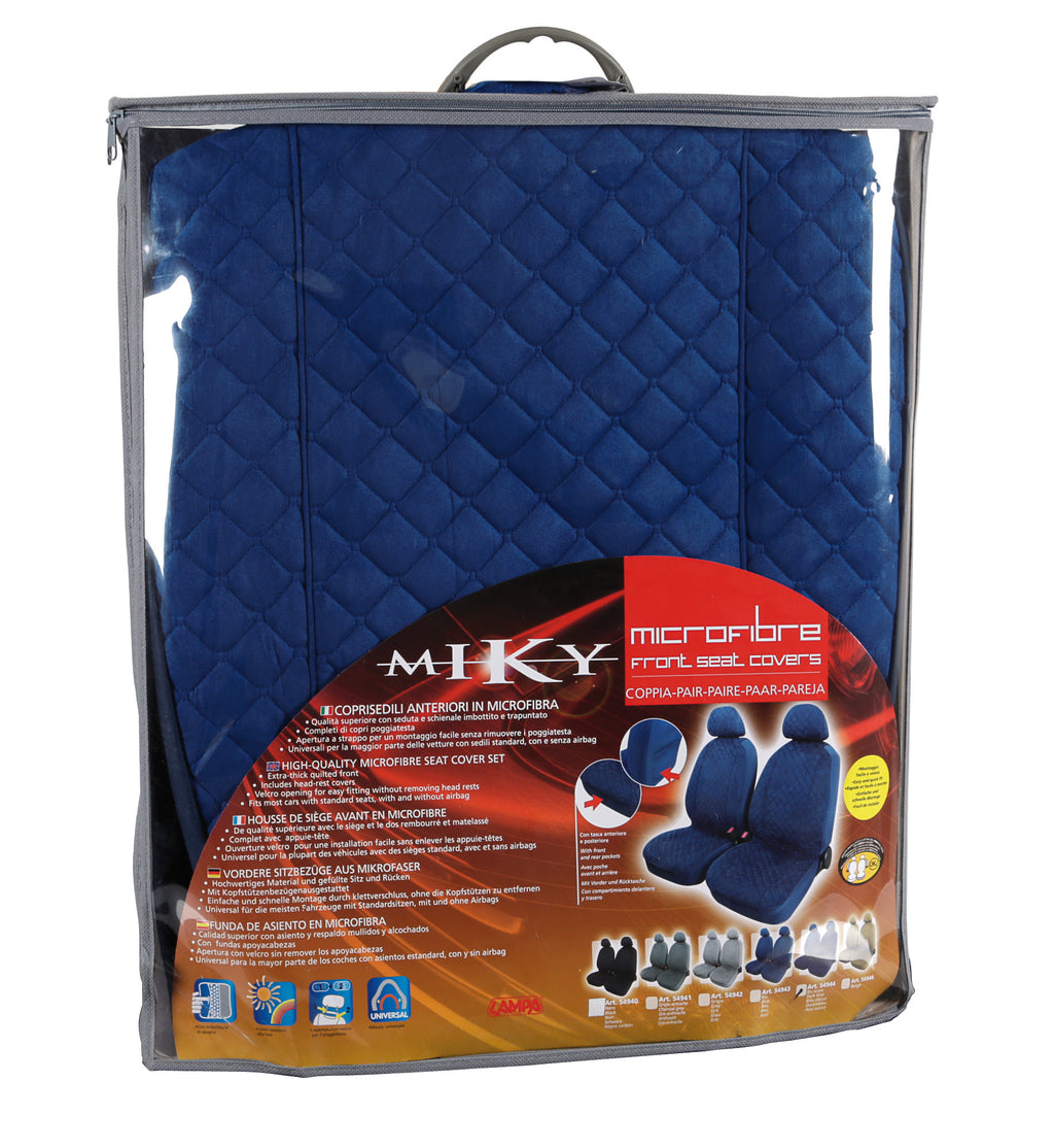 Miky, coppia coprisedili anteriori in microfibra, universali - Blu scuro