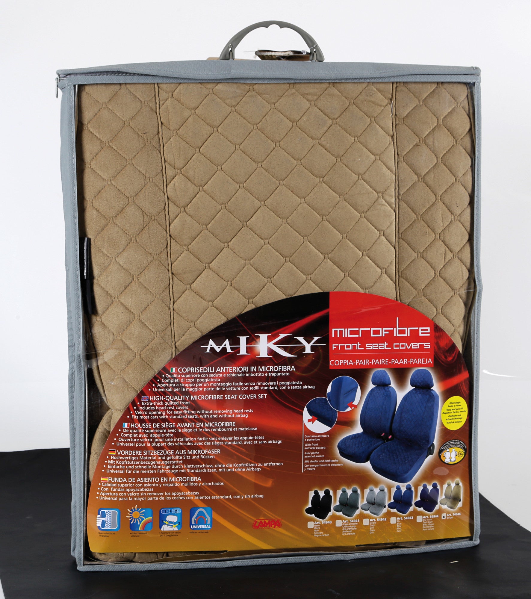 Miky, coppia coprisedili anteriori in microfibra, universali - Beige