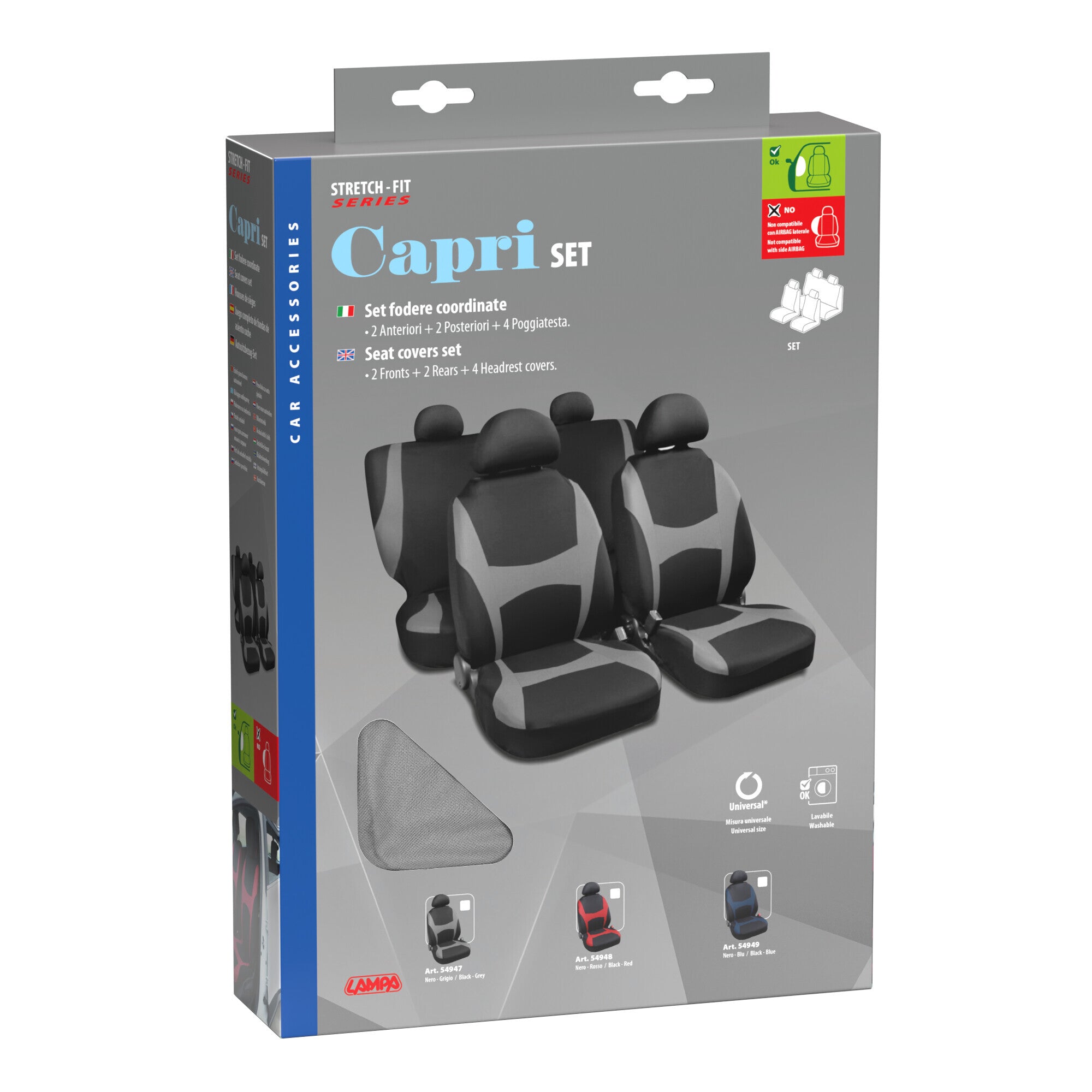 Capri, set fodere coordinate - Nero/Grigio