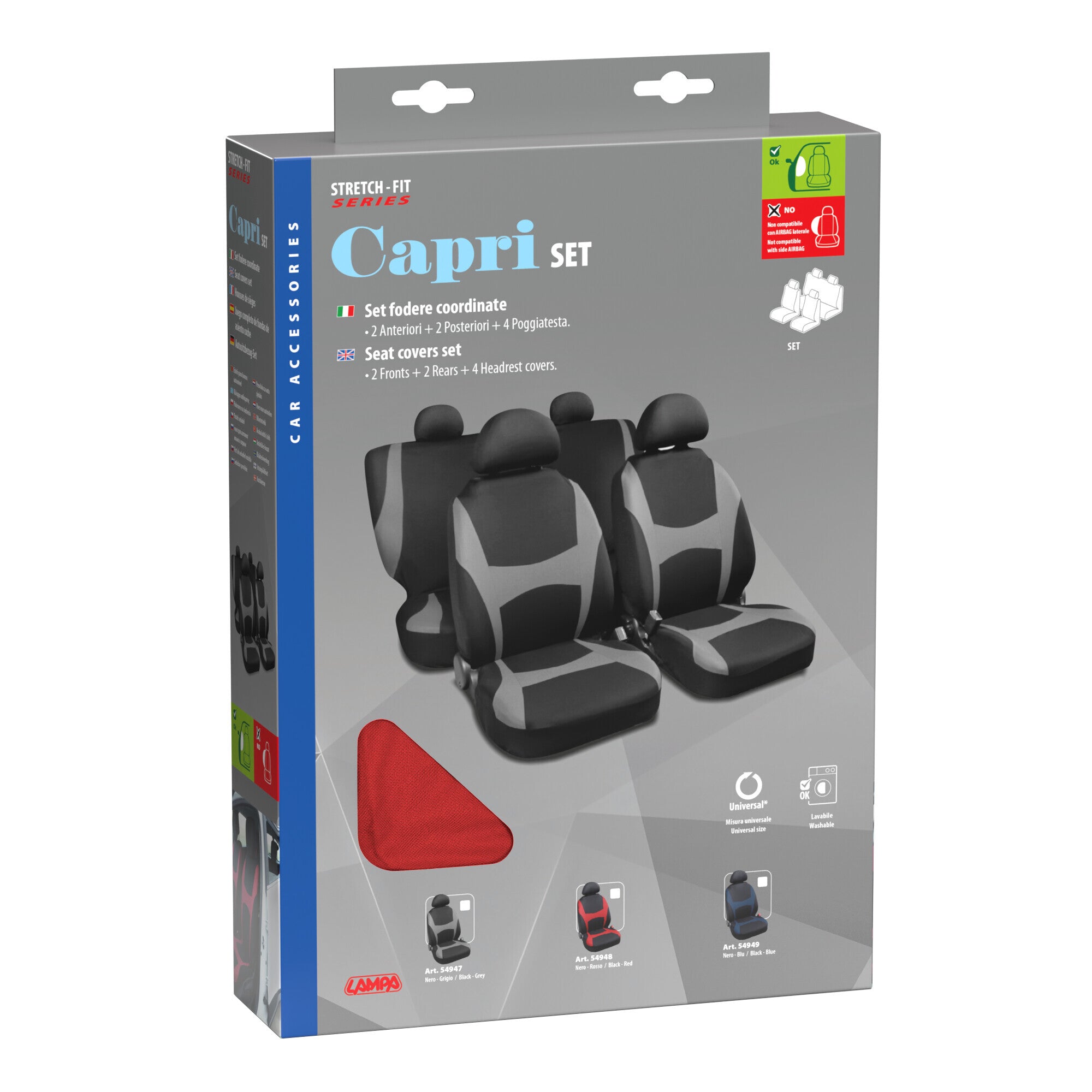 Capri, set fodere coordinate - Nero/Rosso