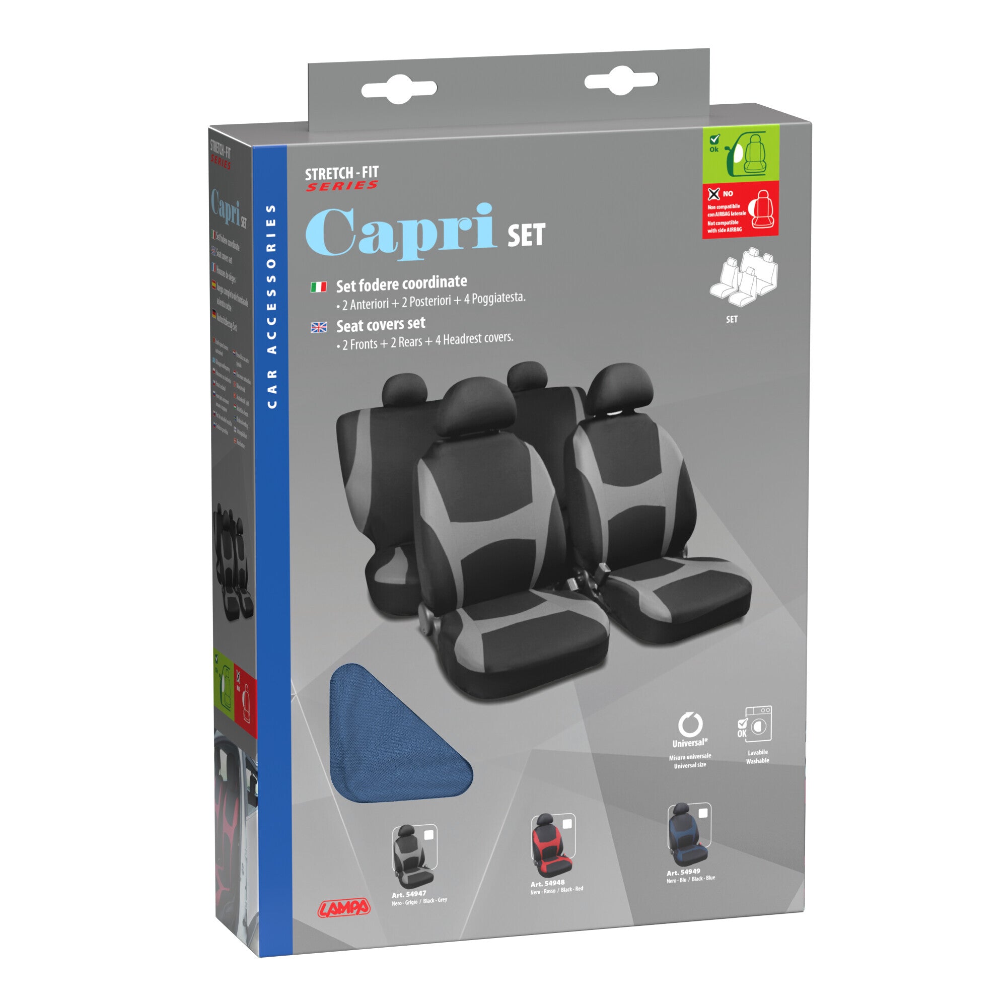 Capri, set fodere coordinate - Nero/Blu