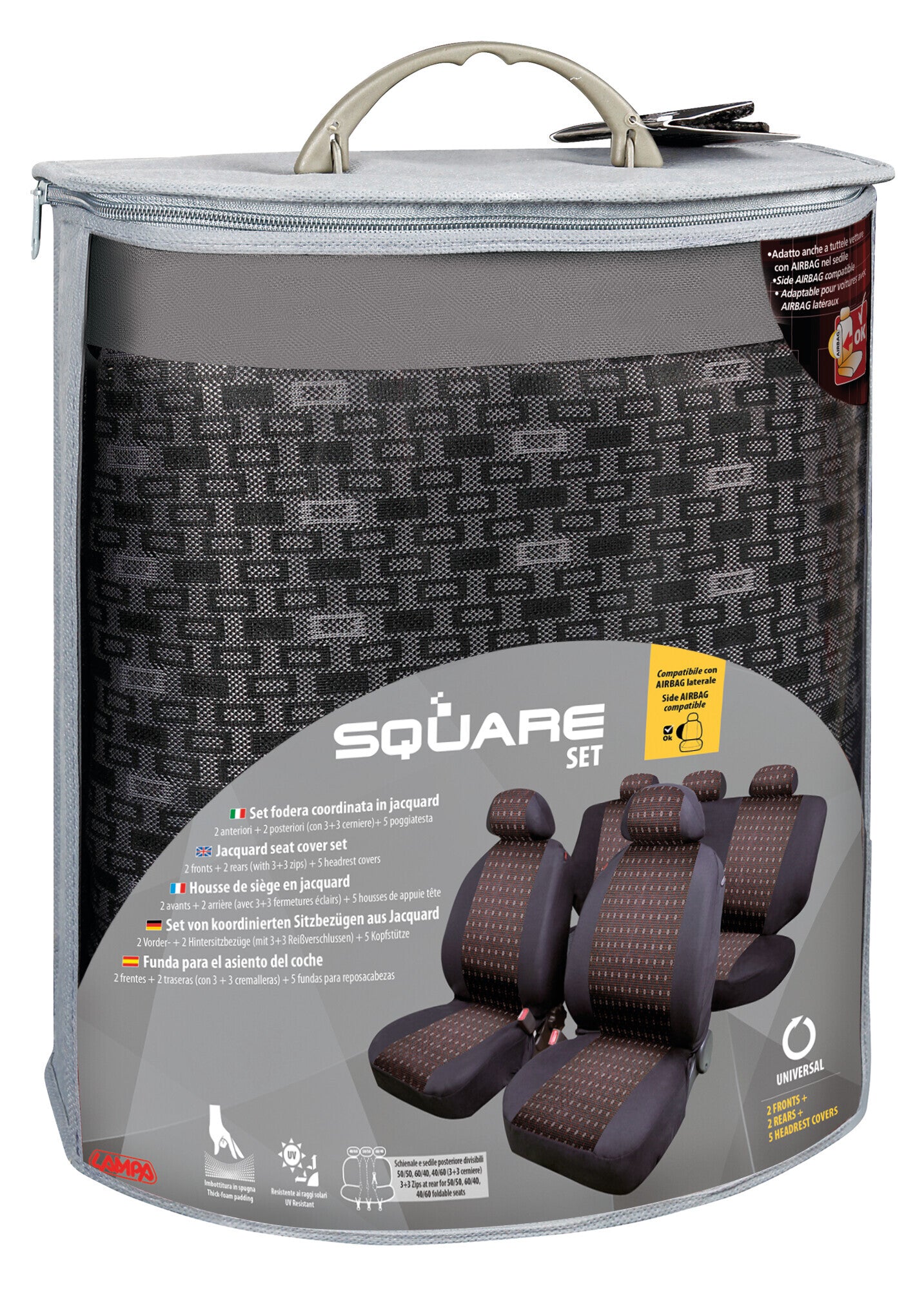Square, set fodere coordinate in jacquard - Antracite