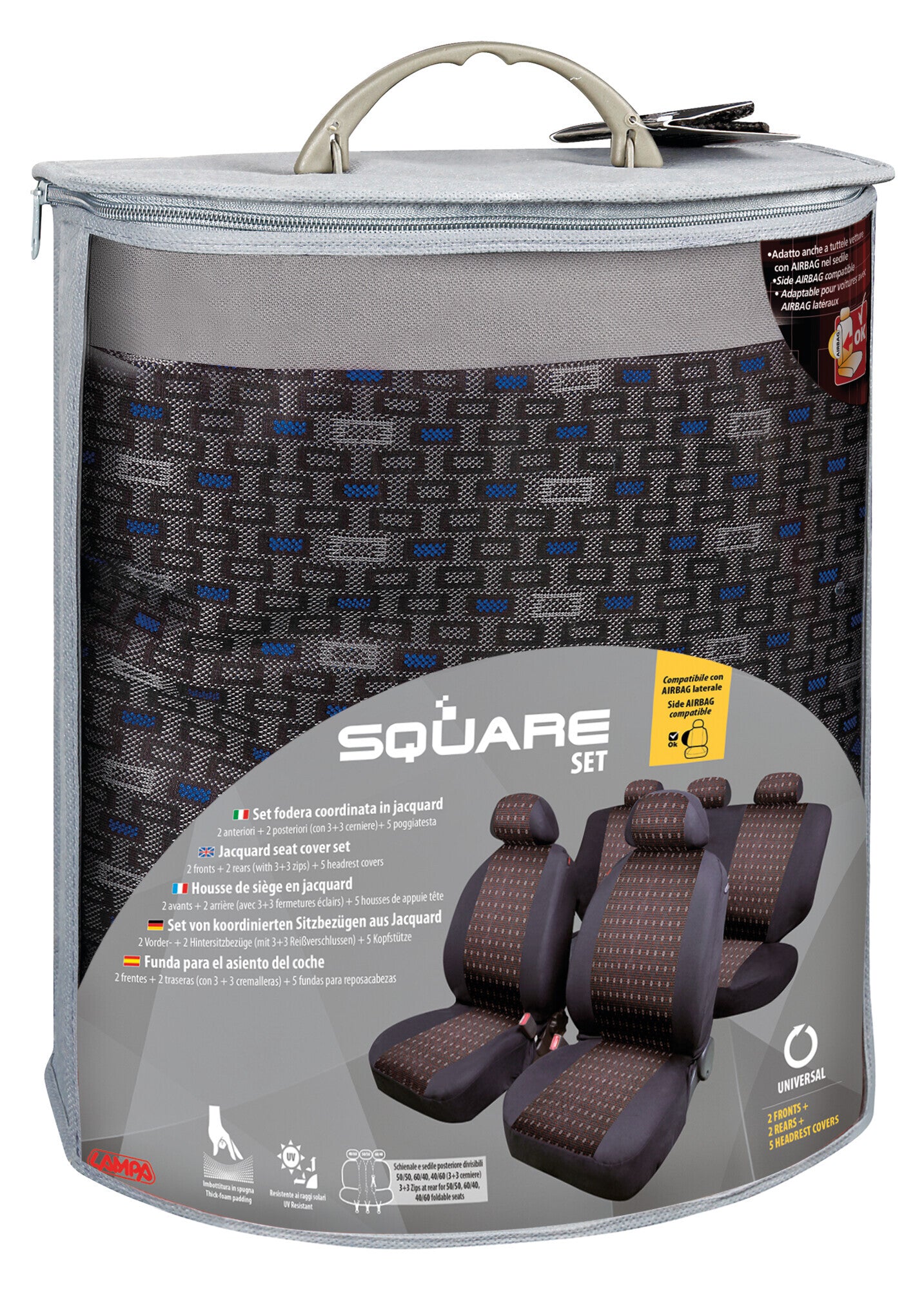 Square, set fodere coordinate in jacquard - Blu