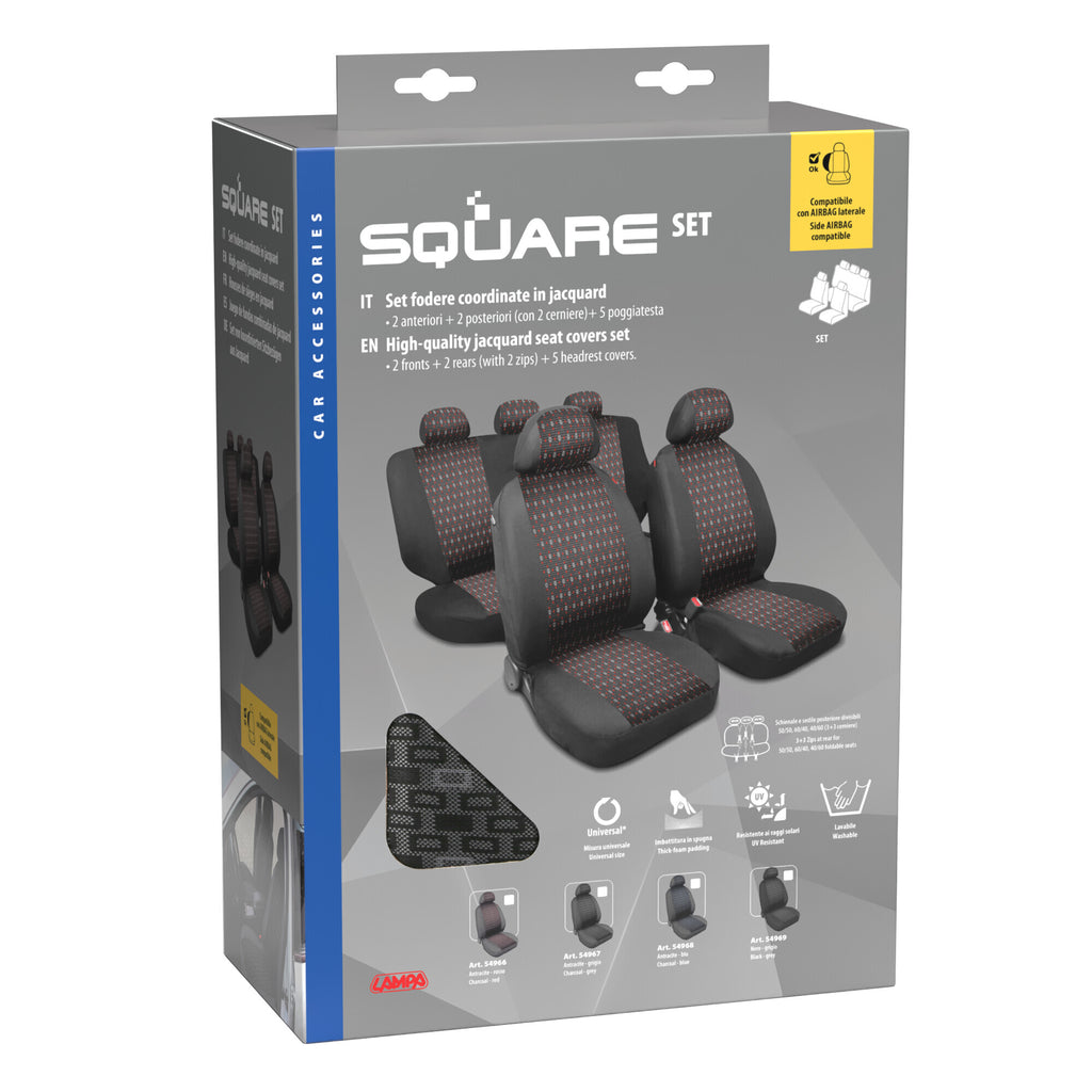 Square, set fodere coordinate in jacquard - Nero