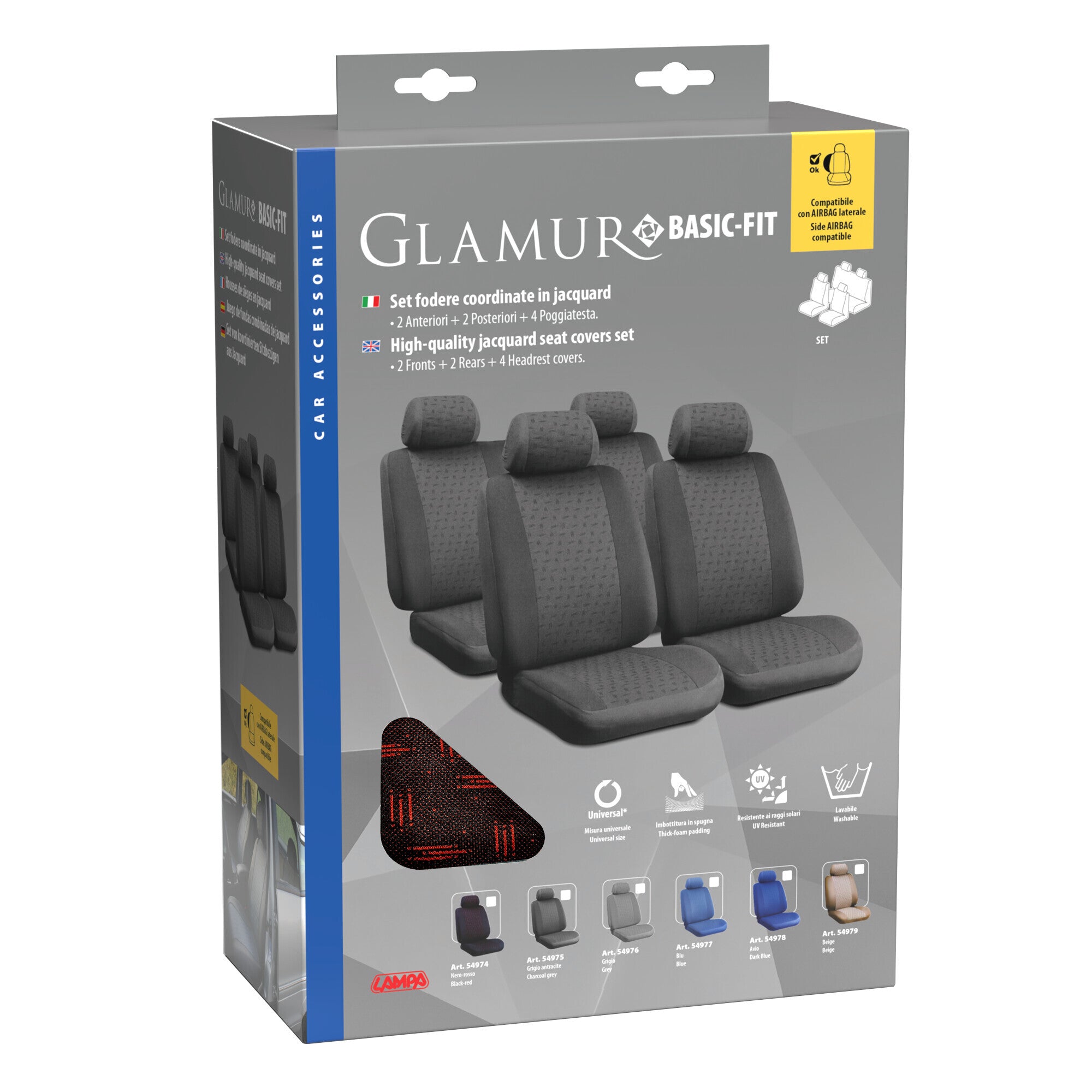 Glamur Basic-Fit, set fodere coordinate in jacquard - Nero