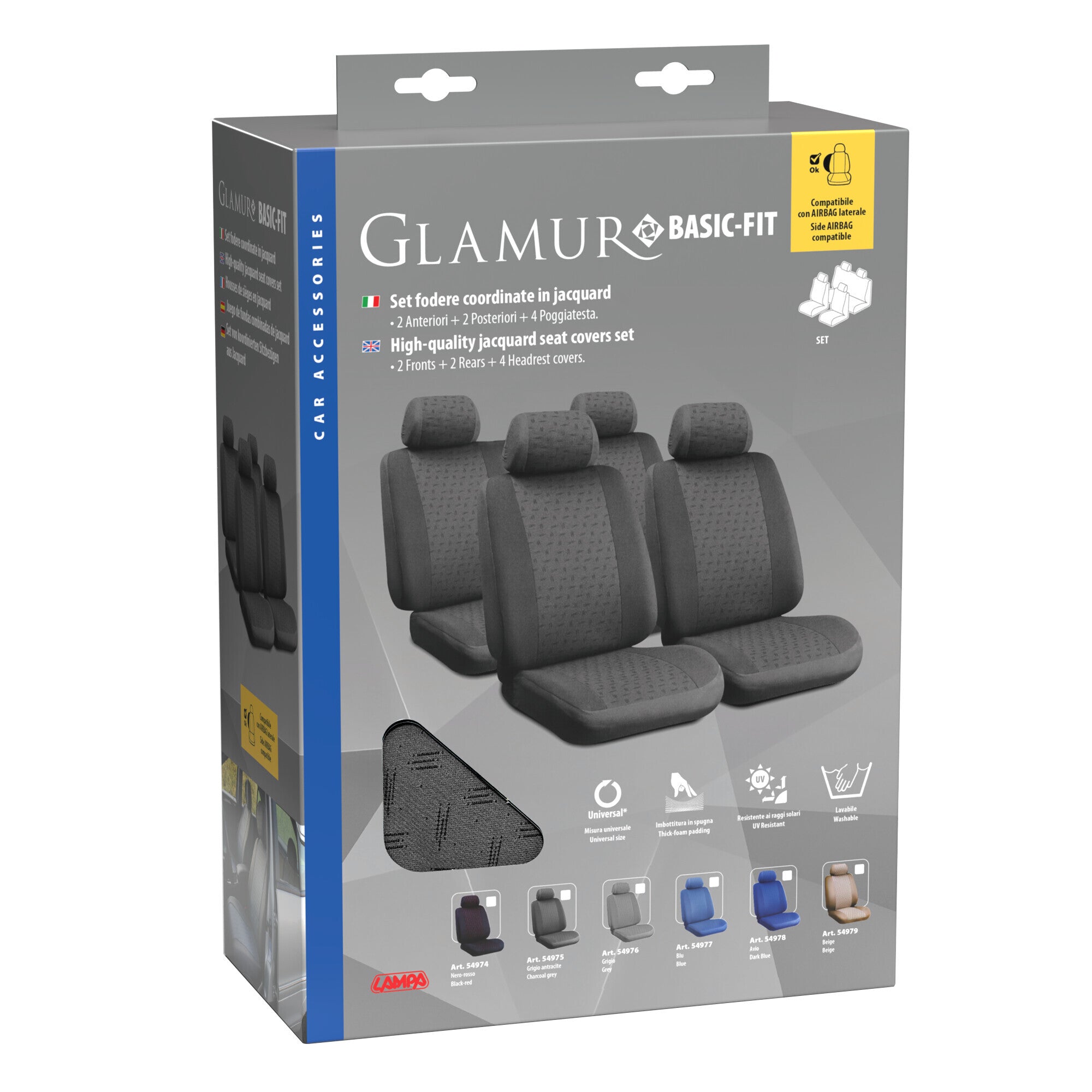 Glamur Basic-Fit, set fodere coordinate in jacquard - Antracite
